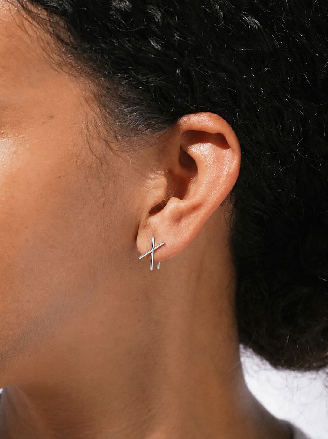 Stem Stud Earrings {Silver}