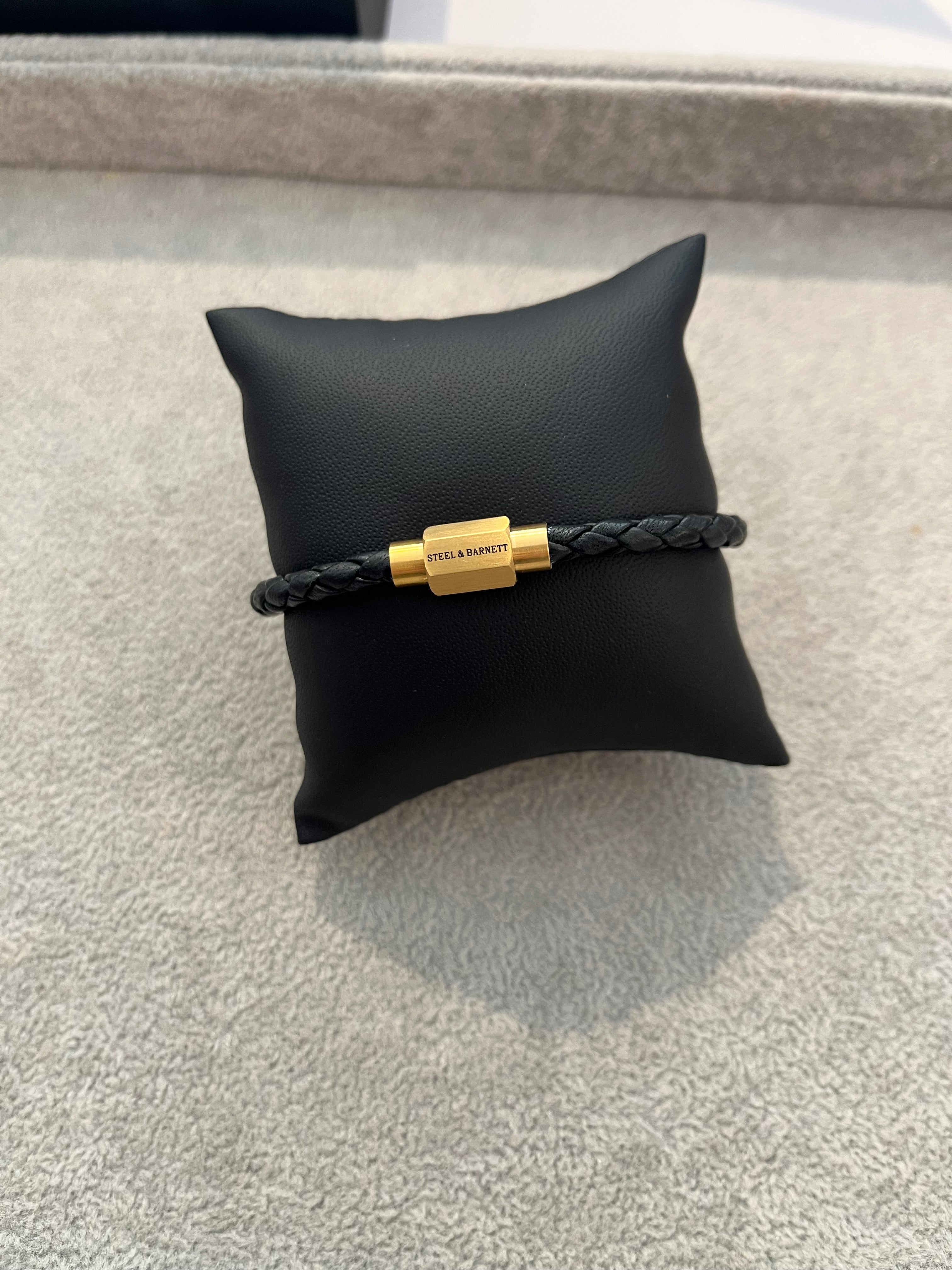 Luke Landon Leather Bracelet {Black/Gold}