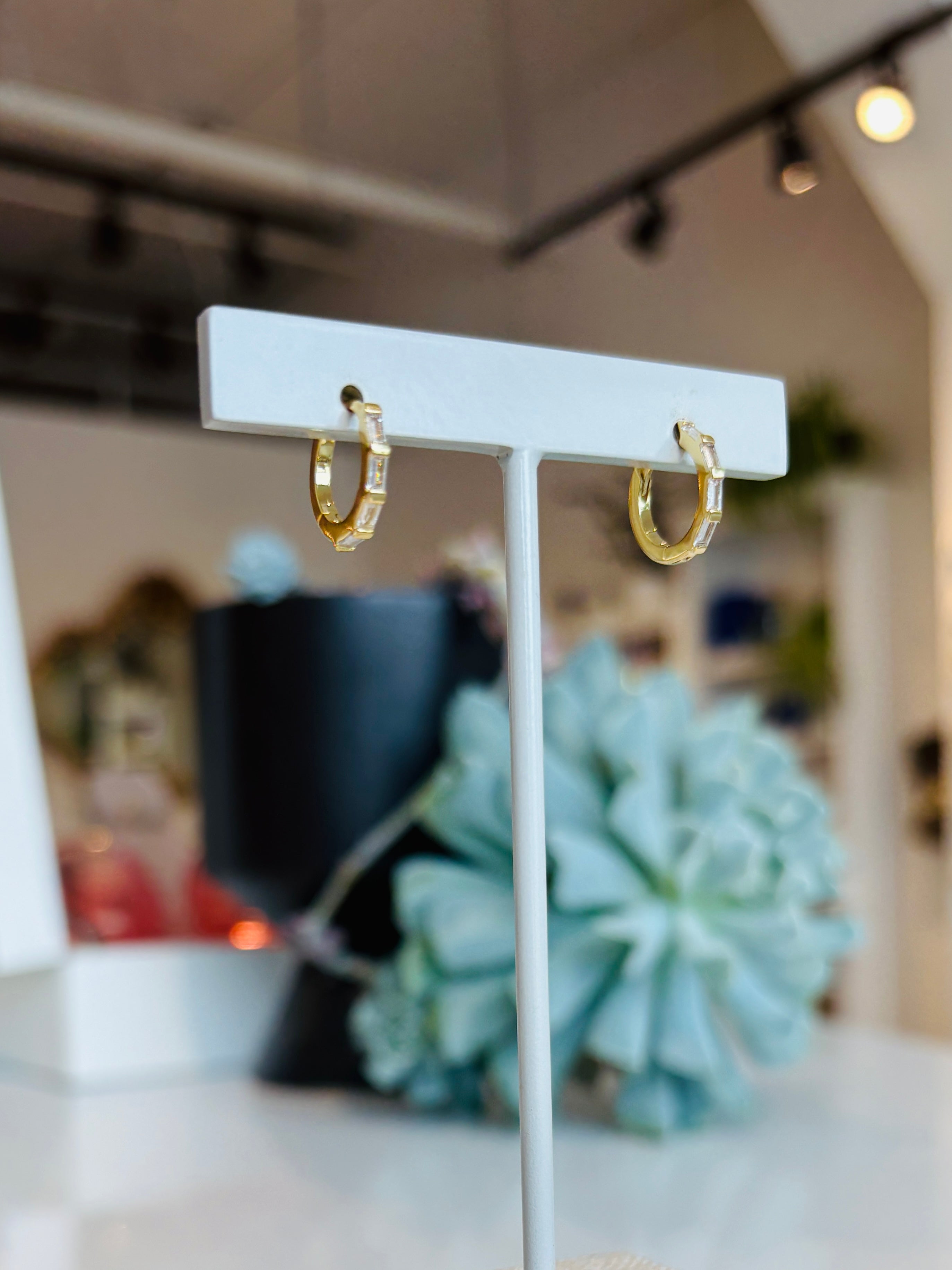 Baguette Huggie Hoops {Gold}