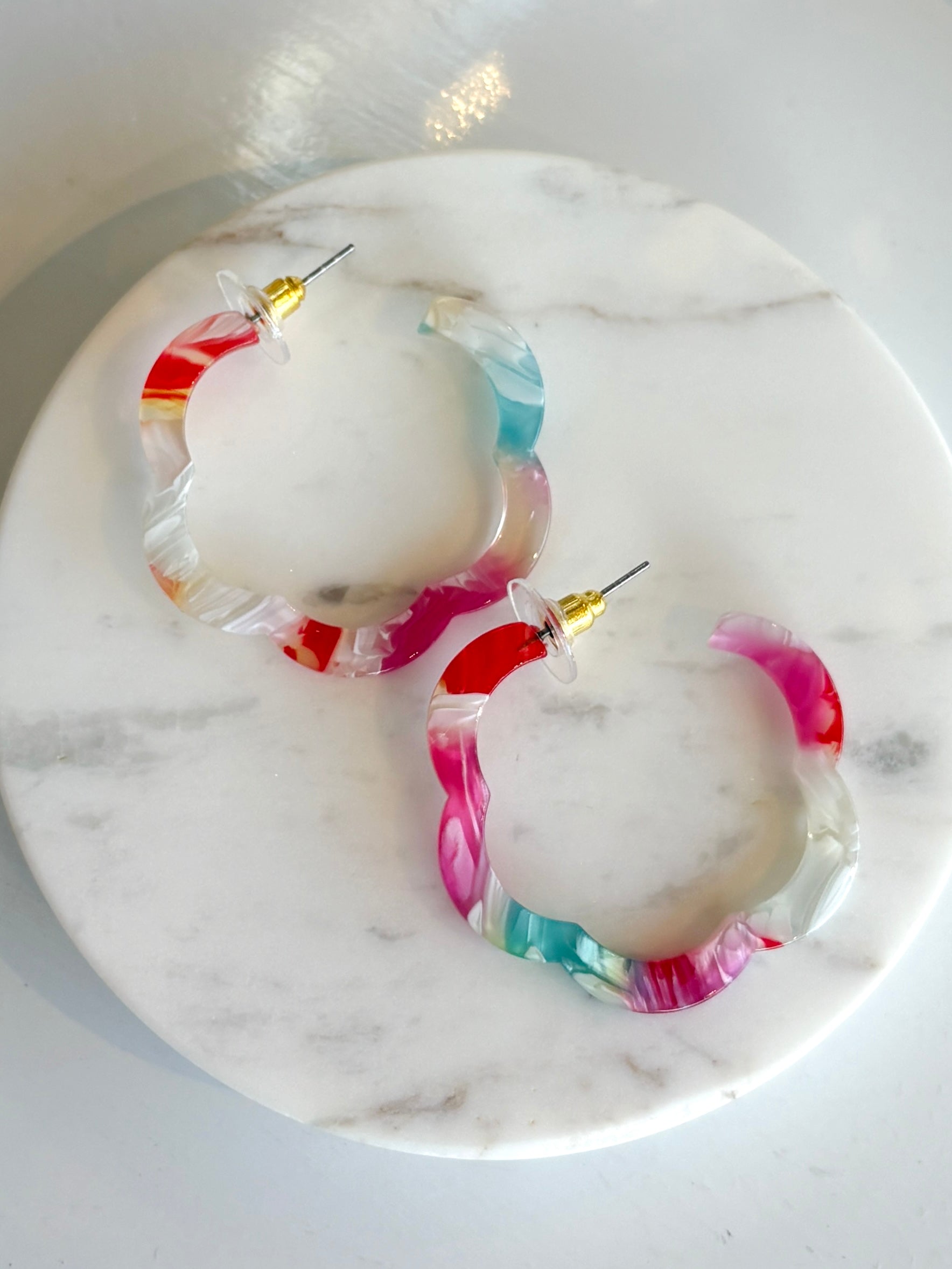1.5" Acrylic Flower Hoop Earrings {Popsicle Mix}