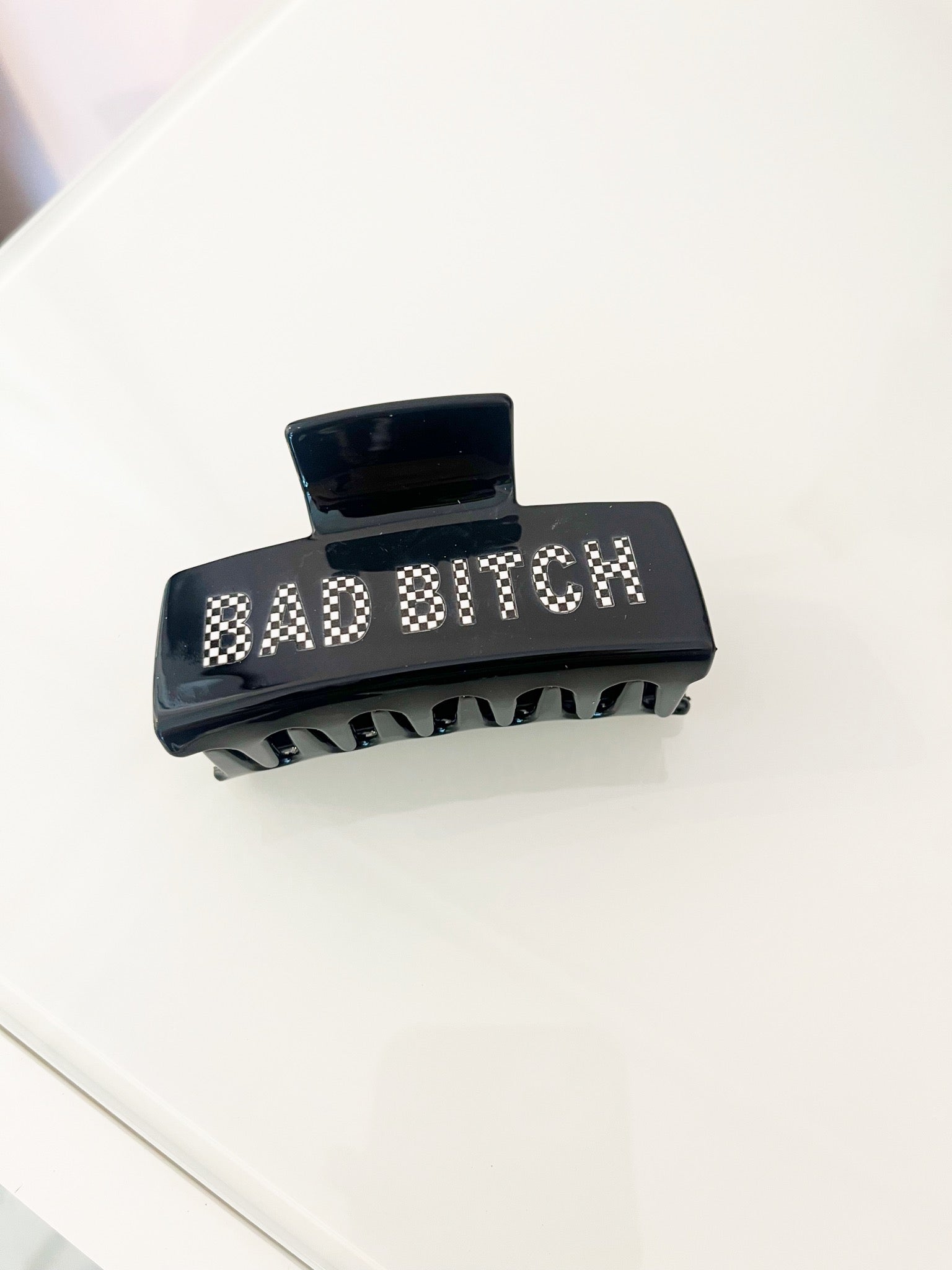 Bad Bitch Hair Clip {Checkered}