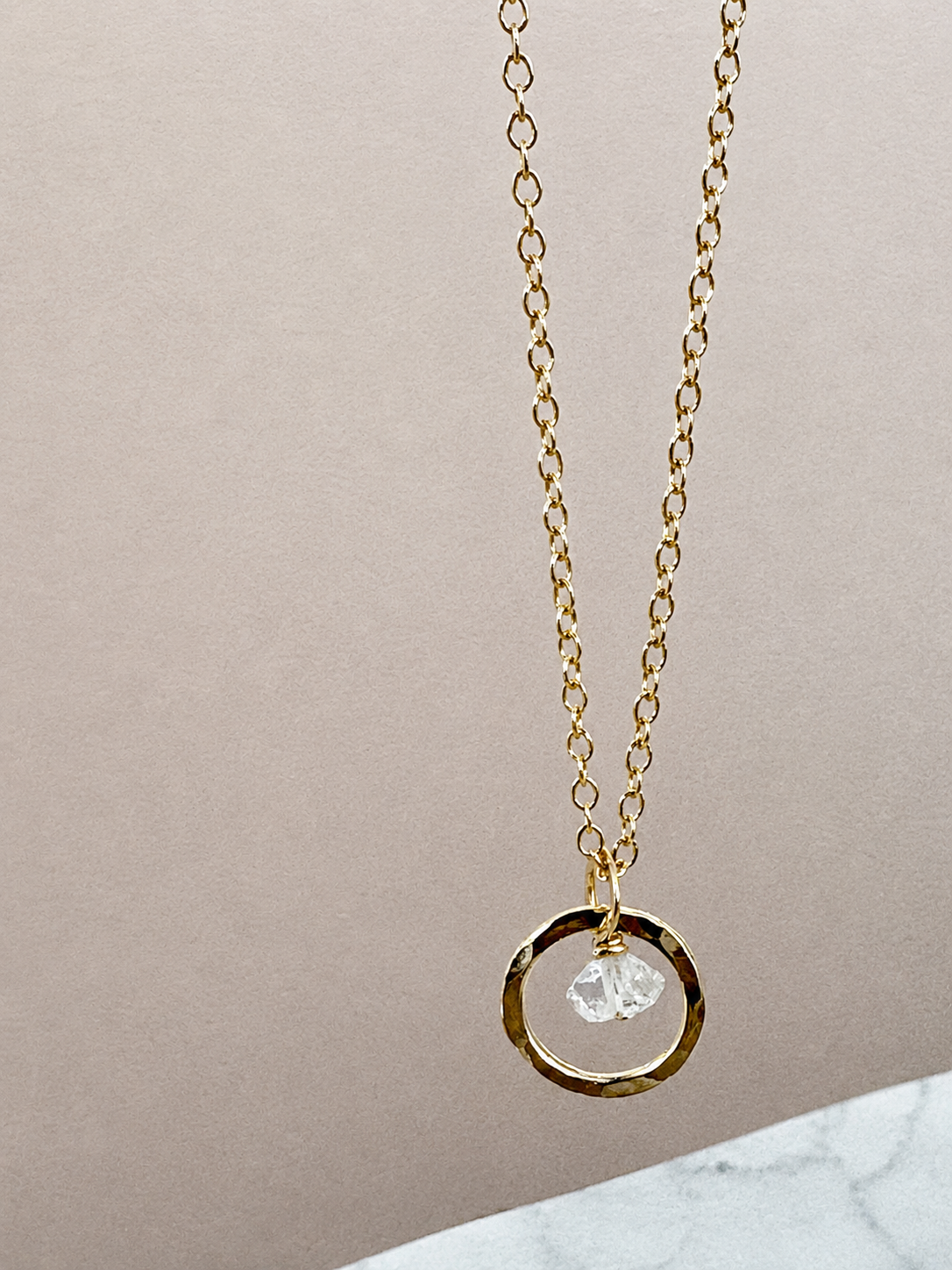 Framed Herkimer Diamond Necklace {Gold}