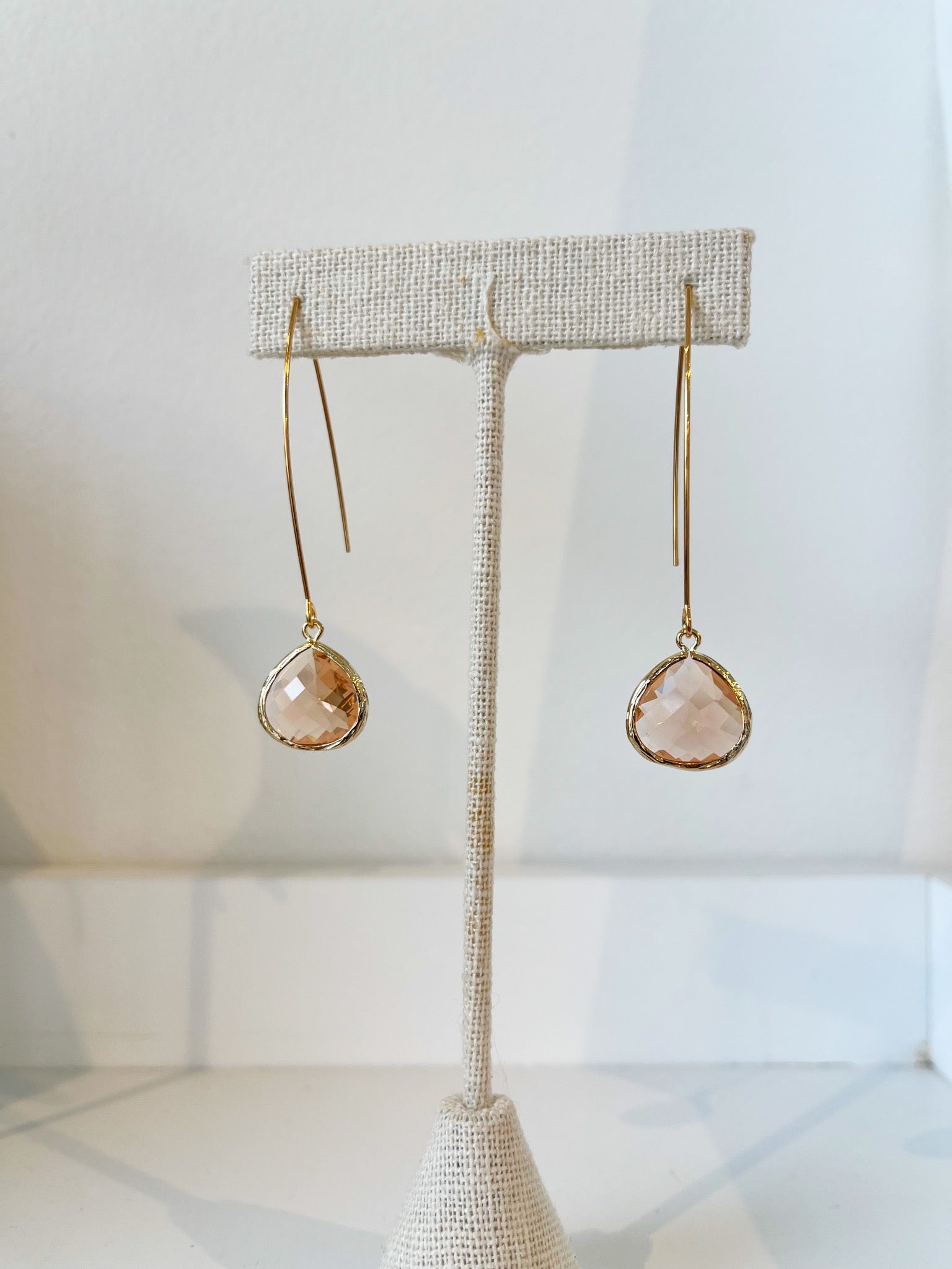 Teardrop Hook Earrings {Blush/Gold}
