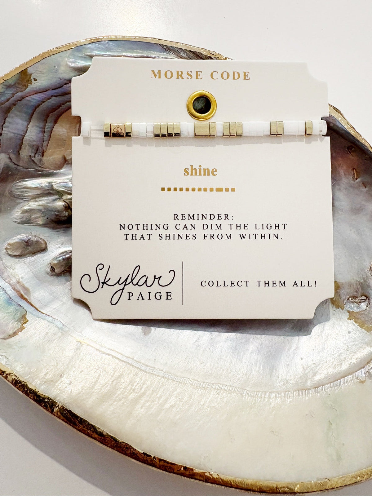 Shine {White/Gold} Morse Code Tila Bracelet