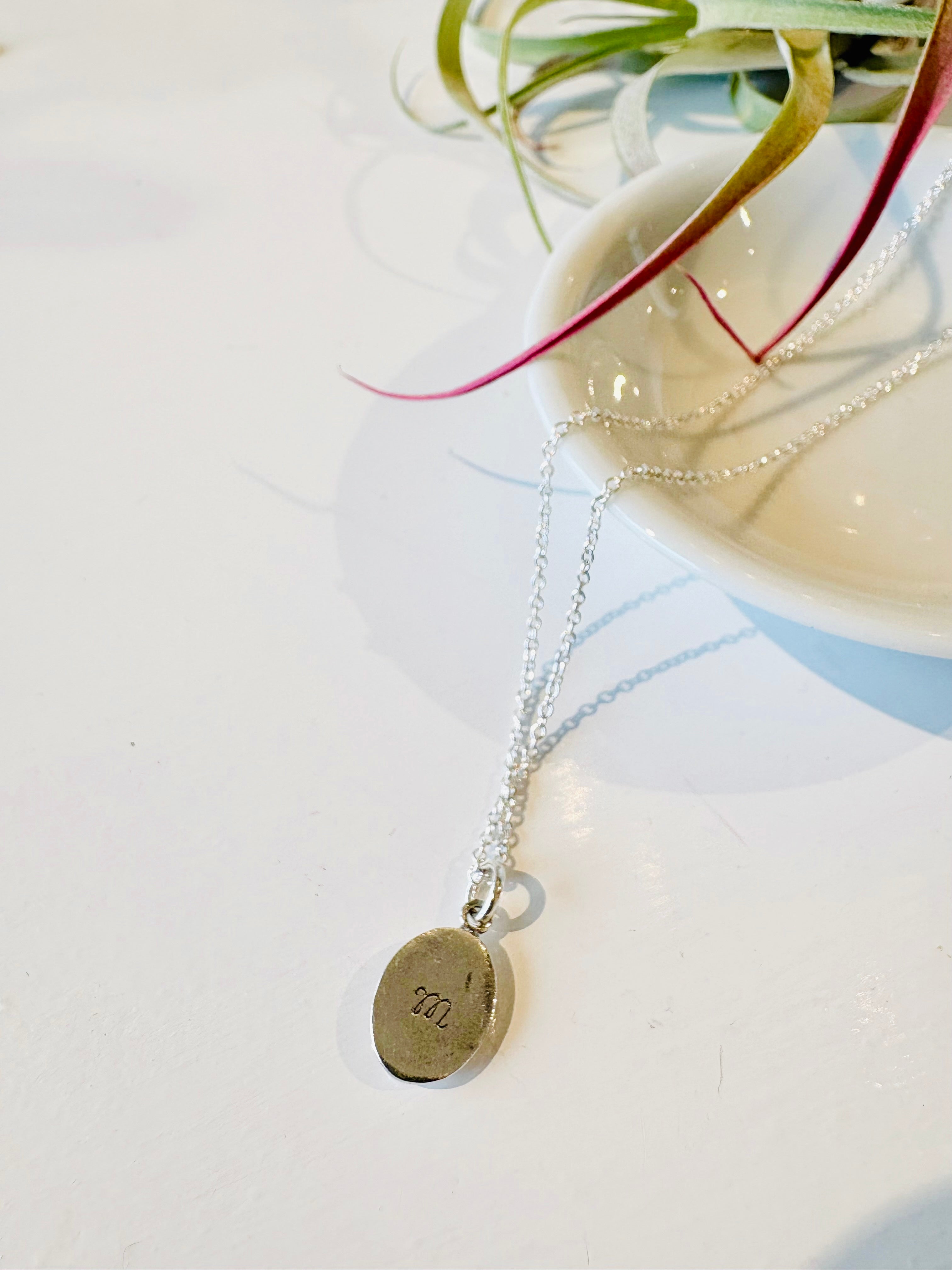 Snake Oval Pendant Necklace {Silver}