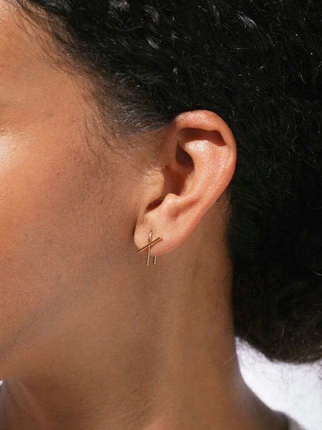 Stem Stud Earrings {Gold}