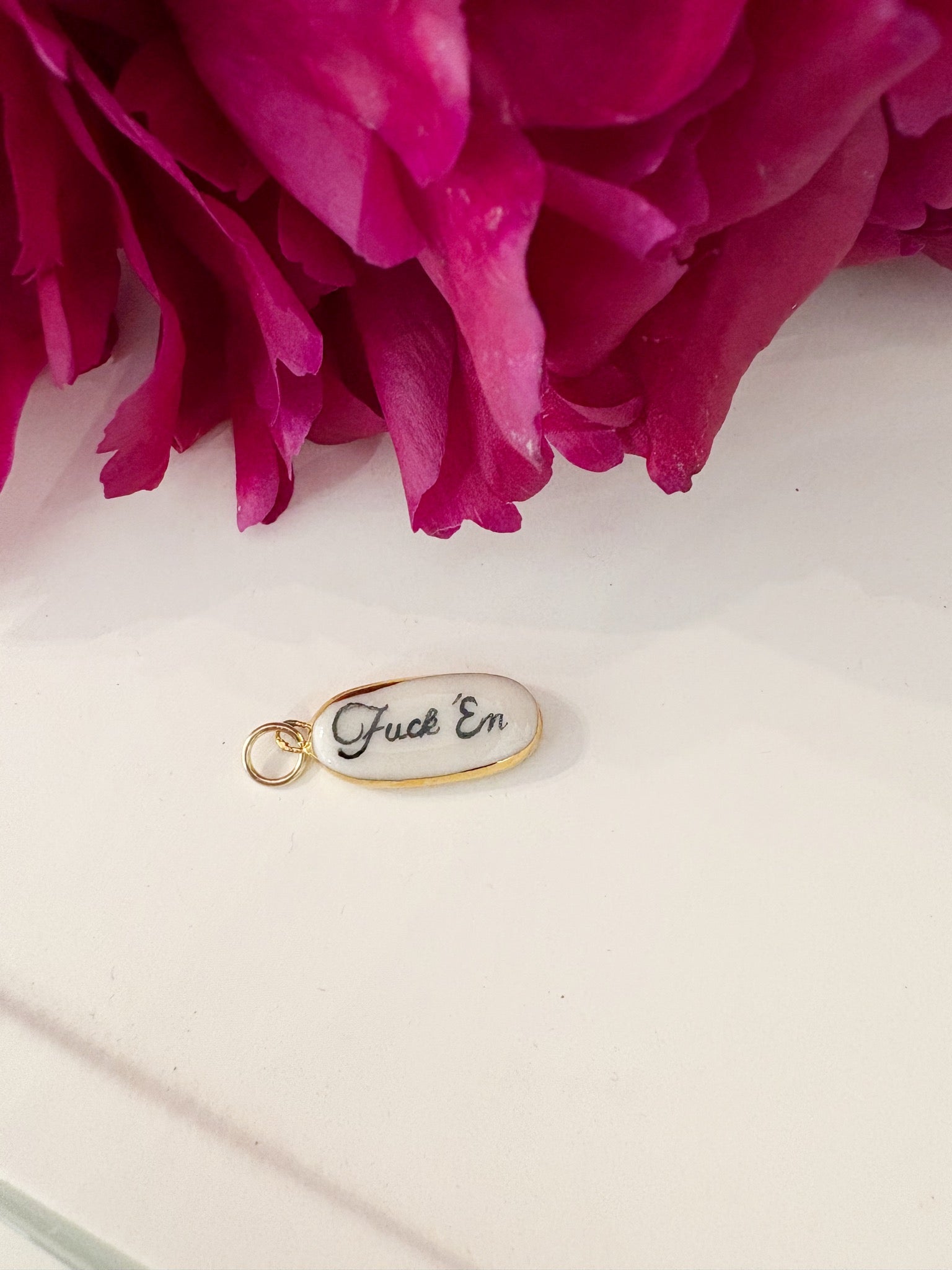 Fuck 'Em Porcelain Charm {Gold}