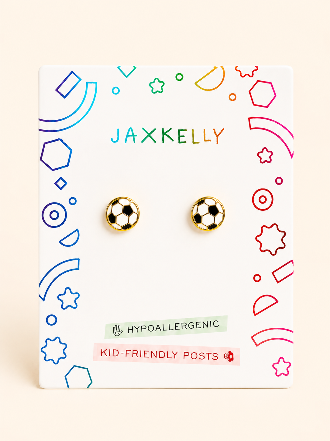 Soccer Ball Enamel Flatback Earrings {Gold}