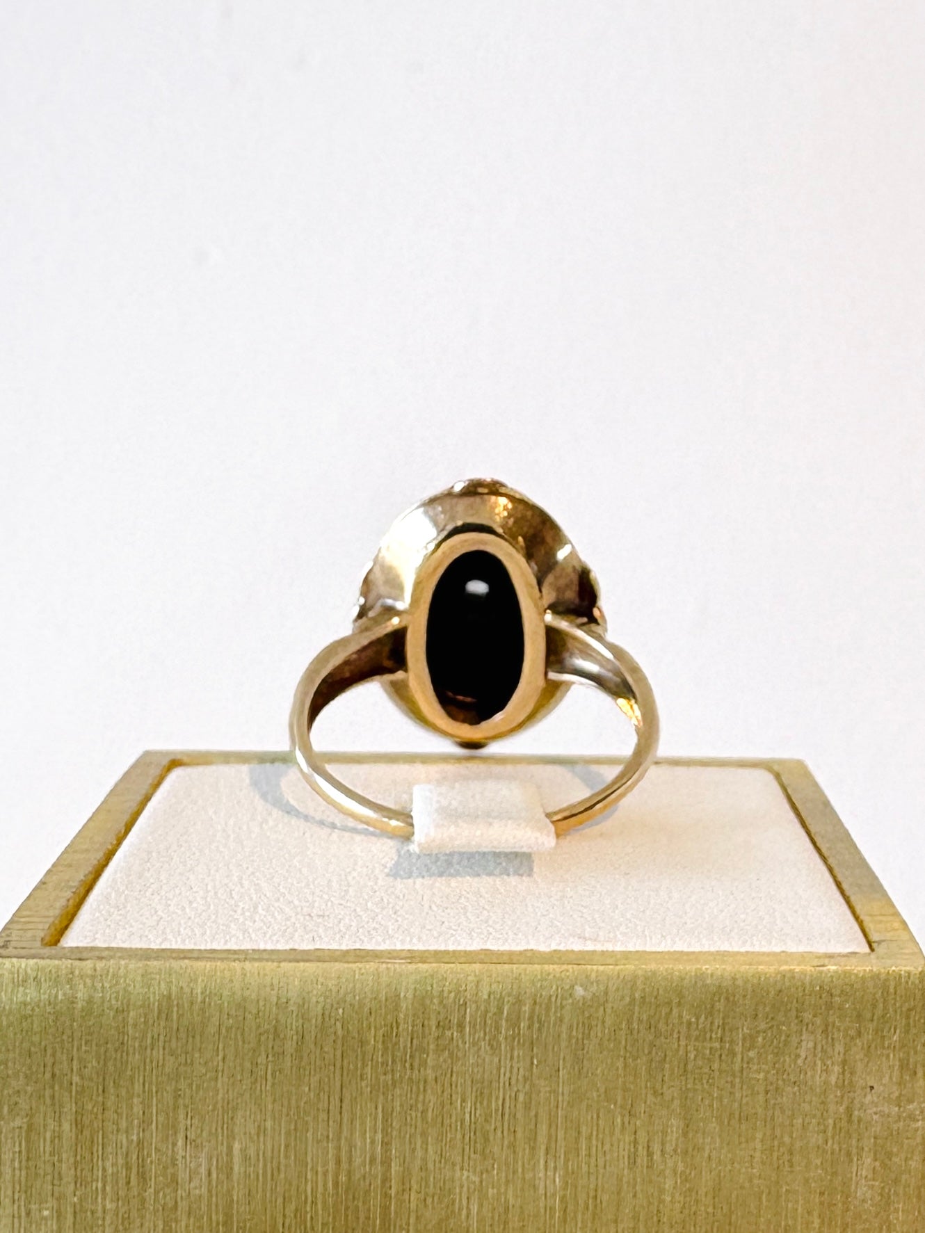 Black Onyx & Diamond Statement Ring {14kt/Estate}