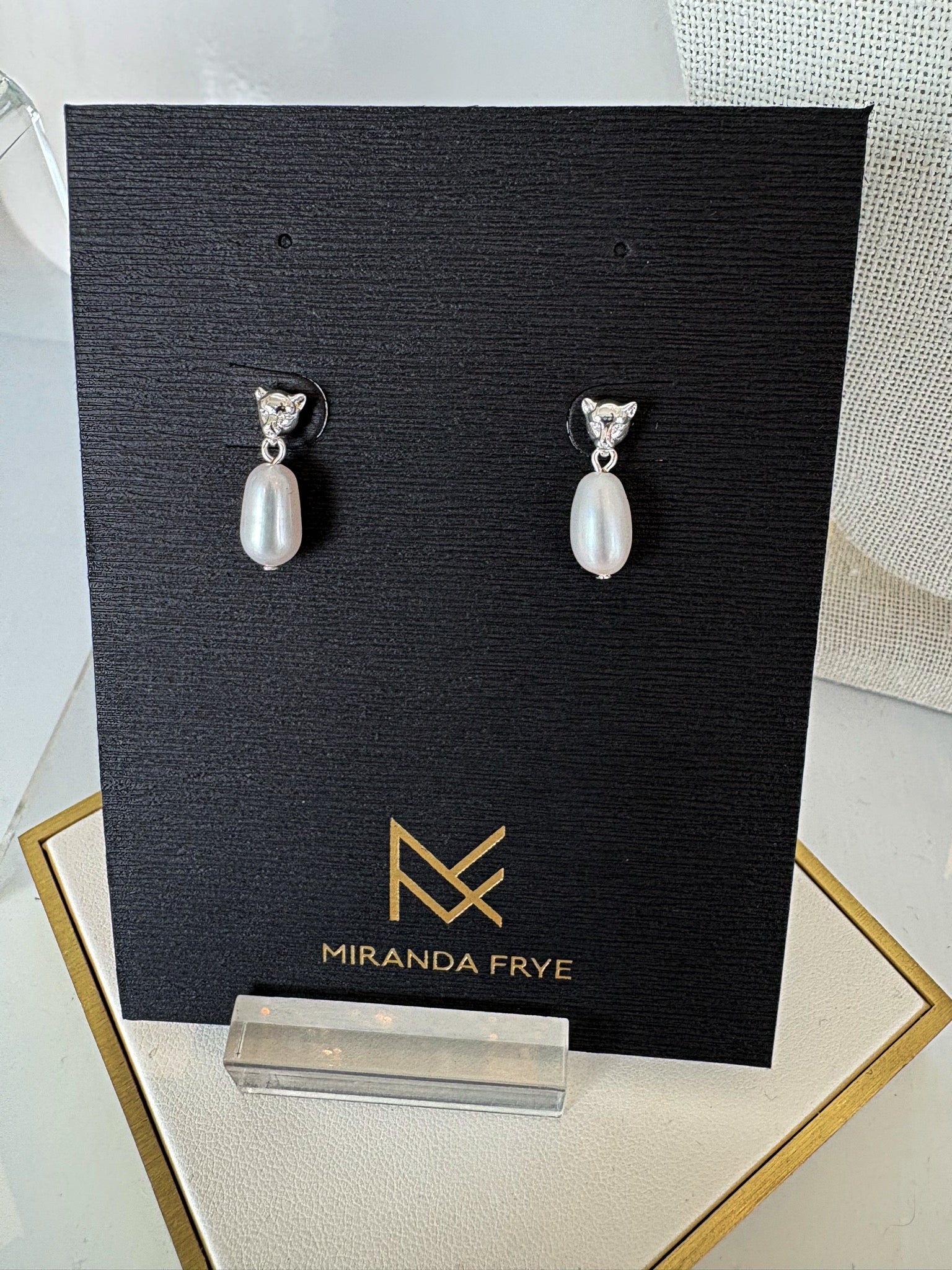Panther Pearl Earrings {Silver}