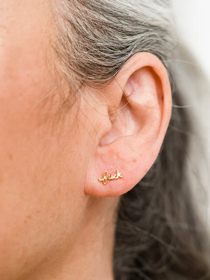 Fuck Script Earrings {Gold}