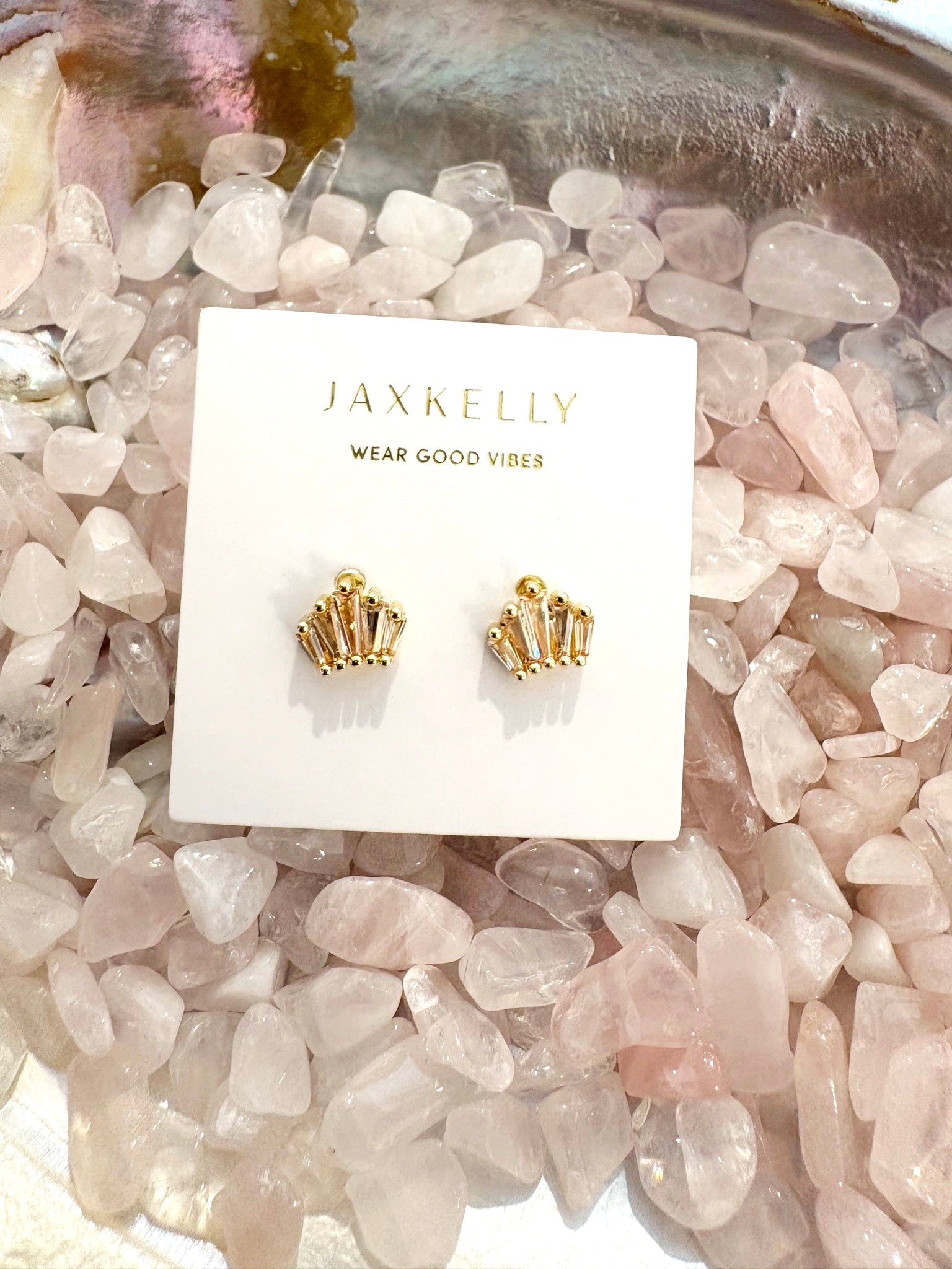 Baguette Crown Post Earrings {Gold/Champagne}