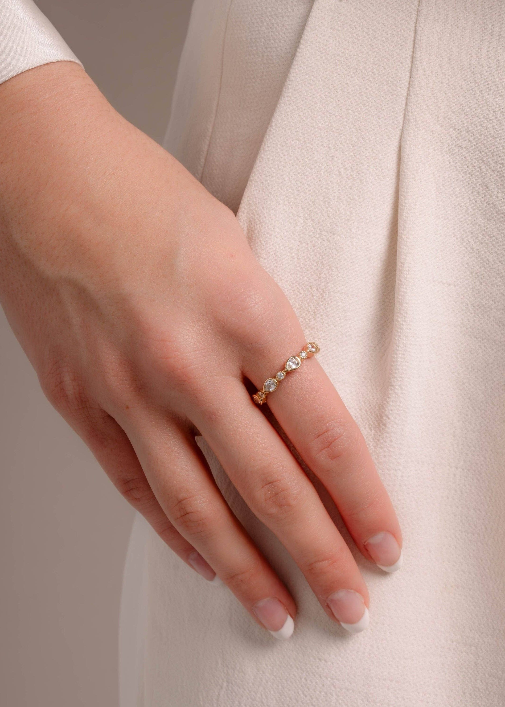 Pear Stacking Eternity Ring {Clear/Gold}
