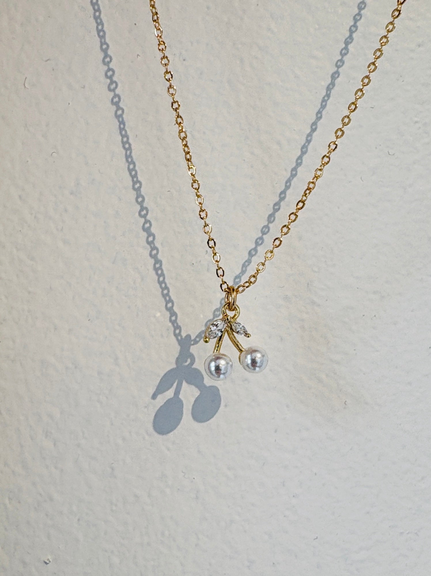 Pearl Cherry Necklace {Gold}