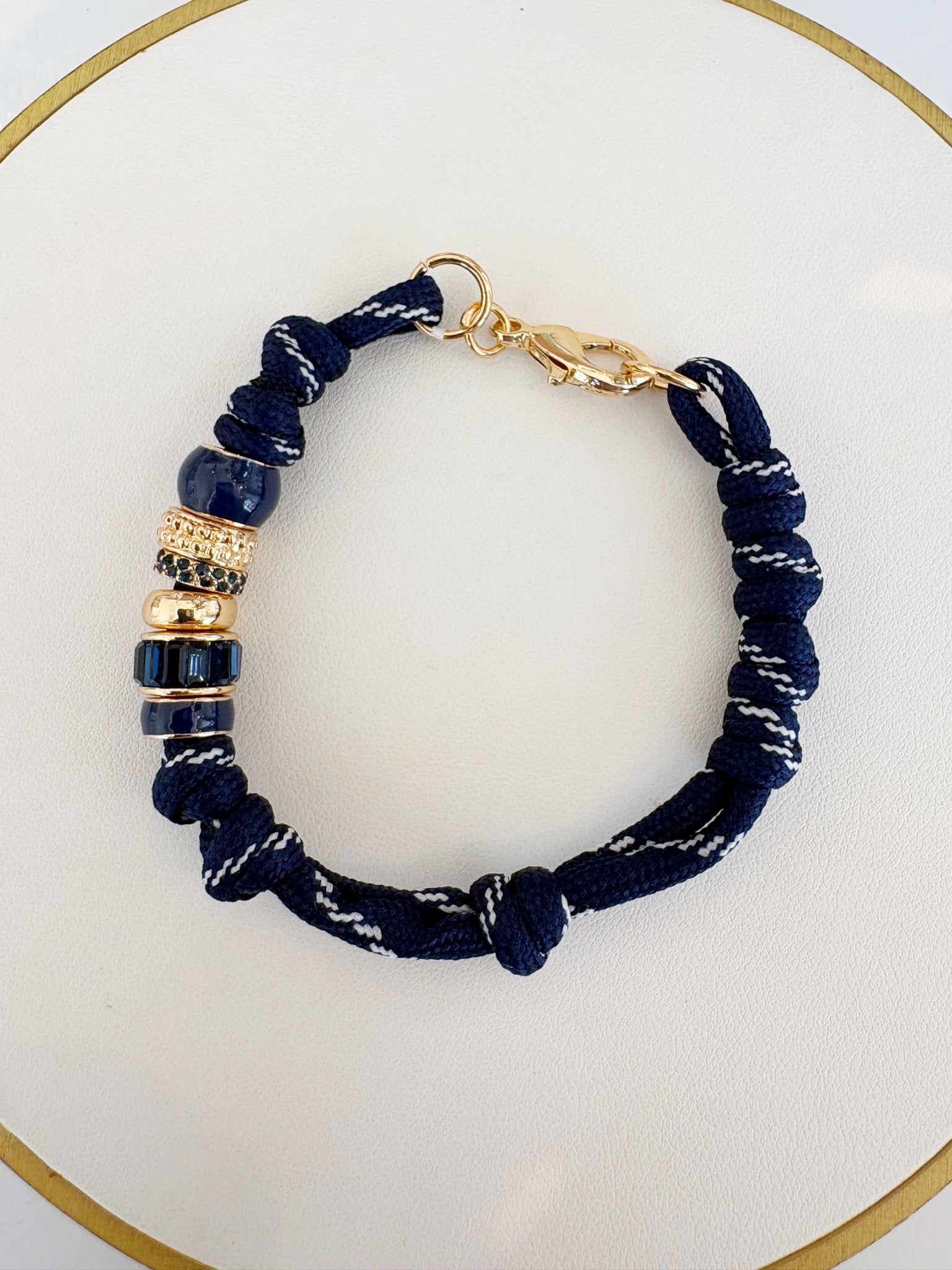 Lottie Multi Bead Paracord Bracelet {Navy}