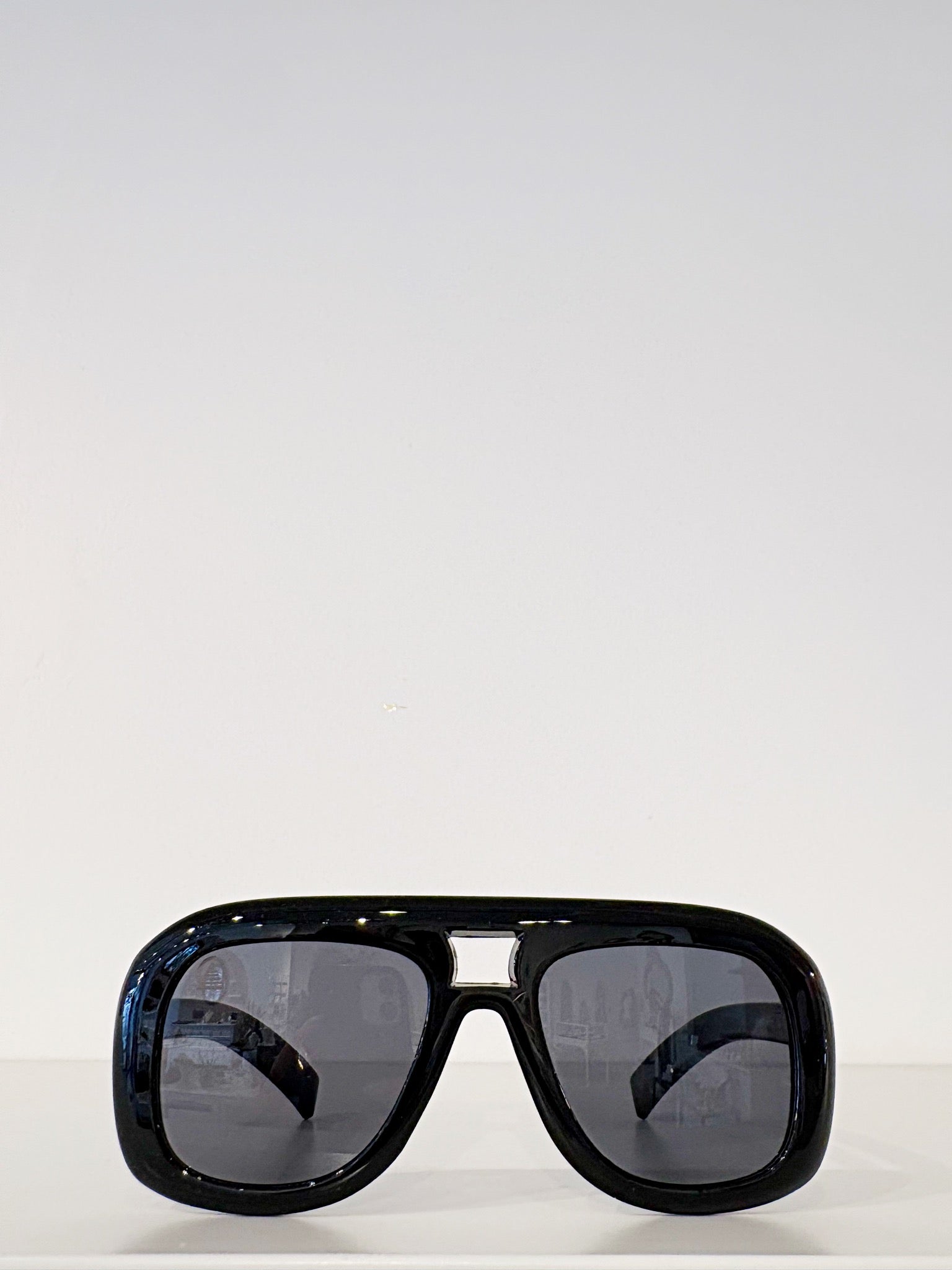 Sebastian Cho Puffed Aviator Sunglasses {Black}