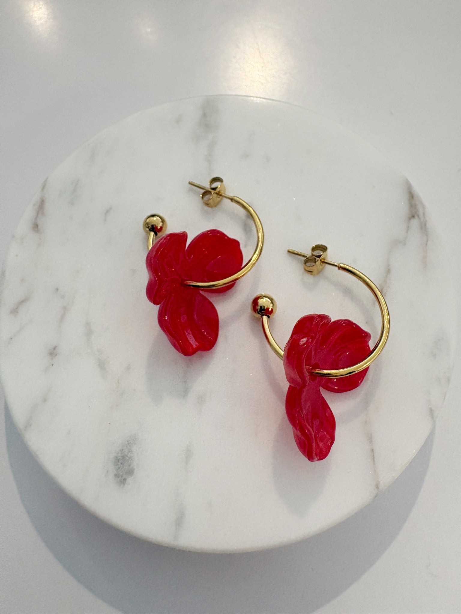 Bloom Hoop Earrings {Poppy/Gold}