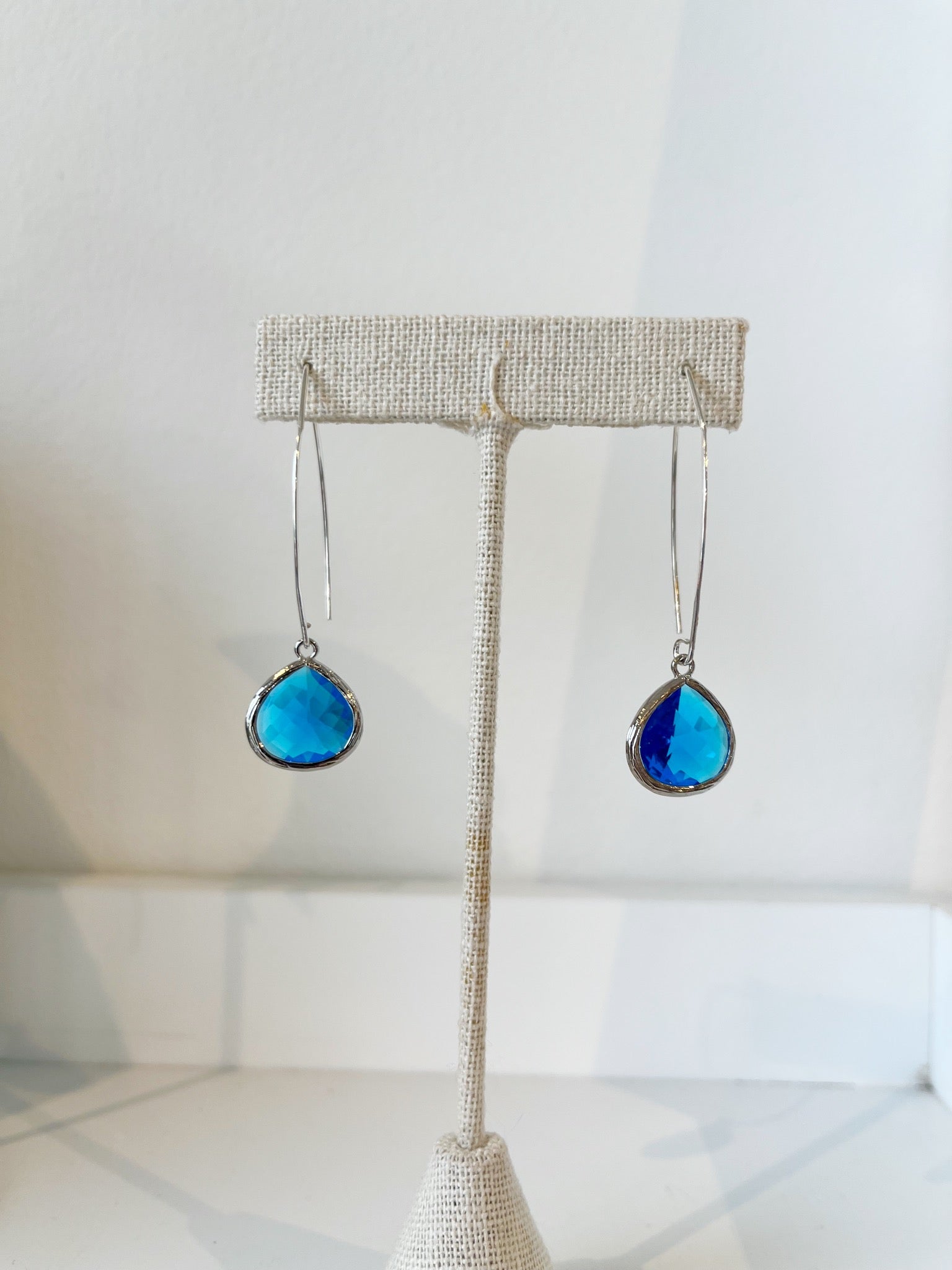 Teardrop Hook Earrings {Electric Blue/Silver}