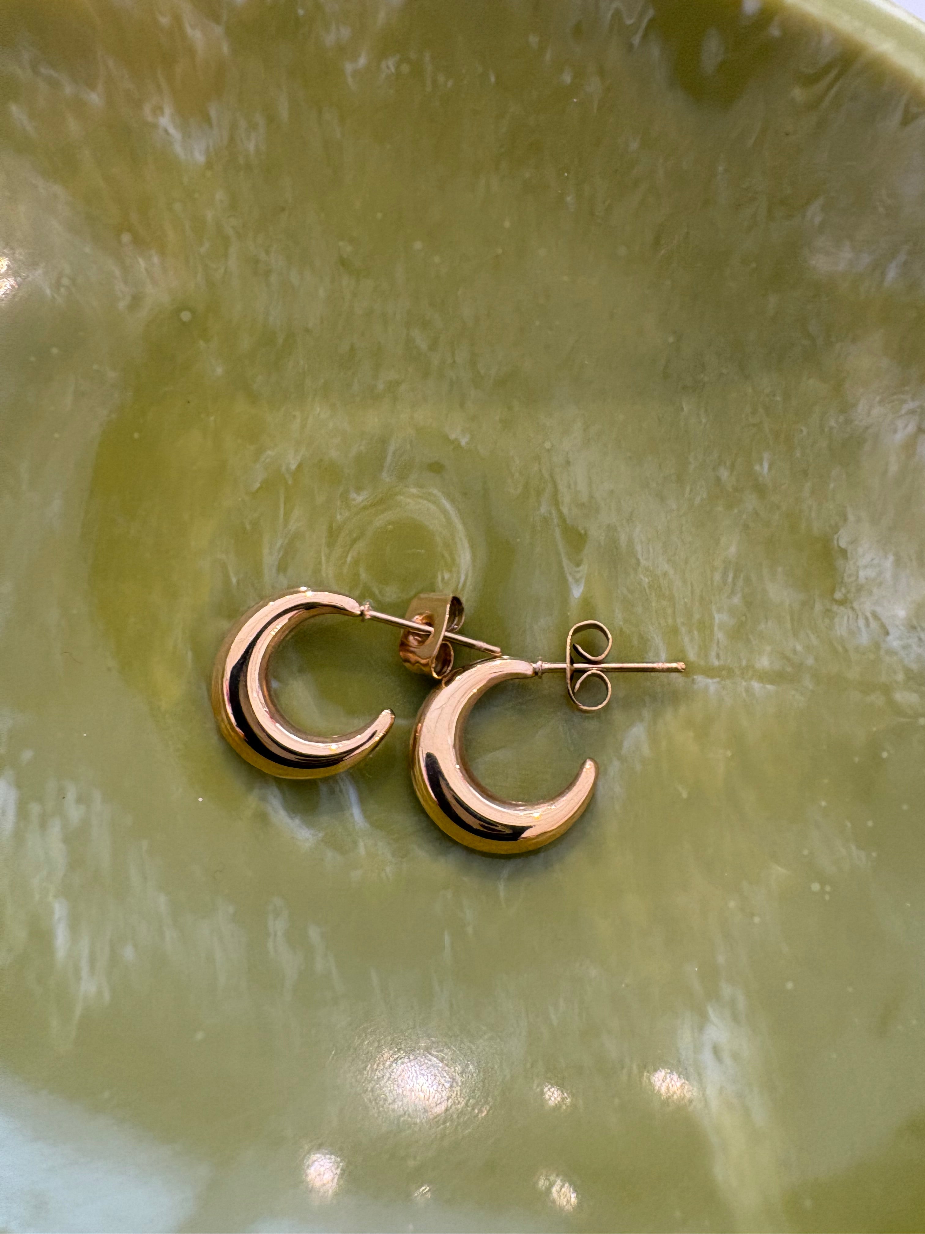 Small Crescent Hoop Earrings {Gold}