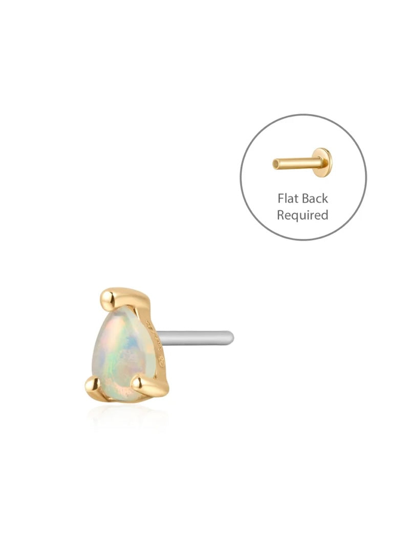TRISTA | Opal Solitaire Flatback Earring {14kt}