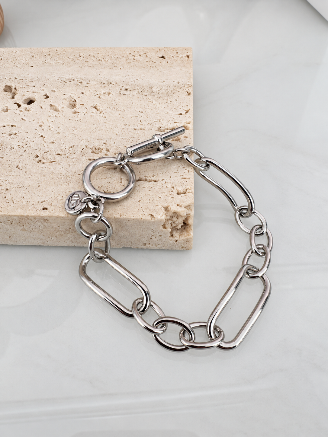 Mixed Chain Toggle Bracelet {Silver}