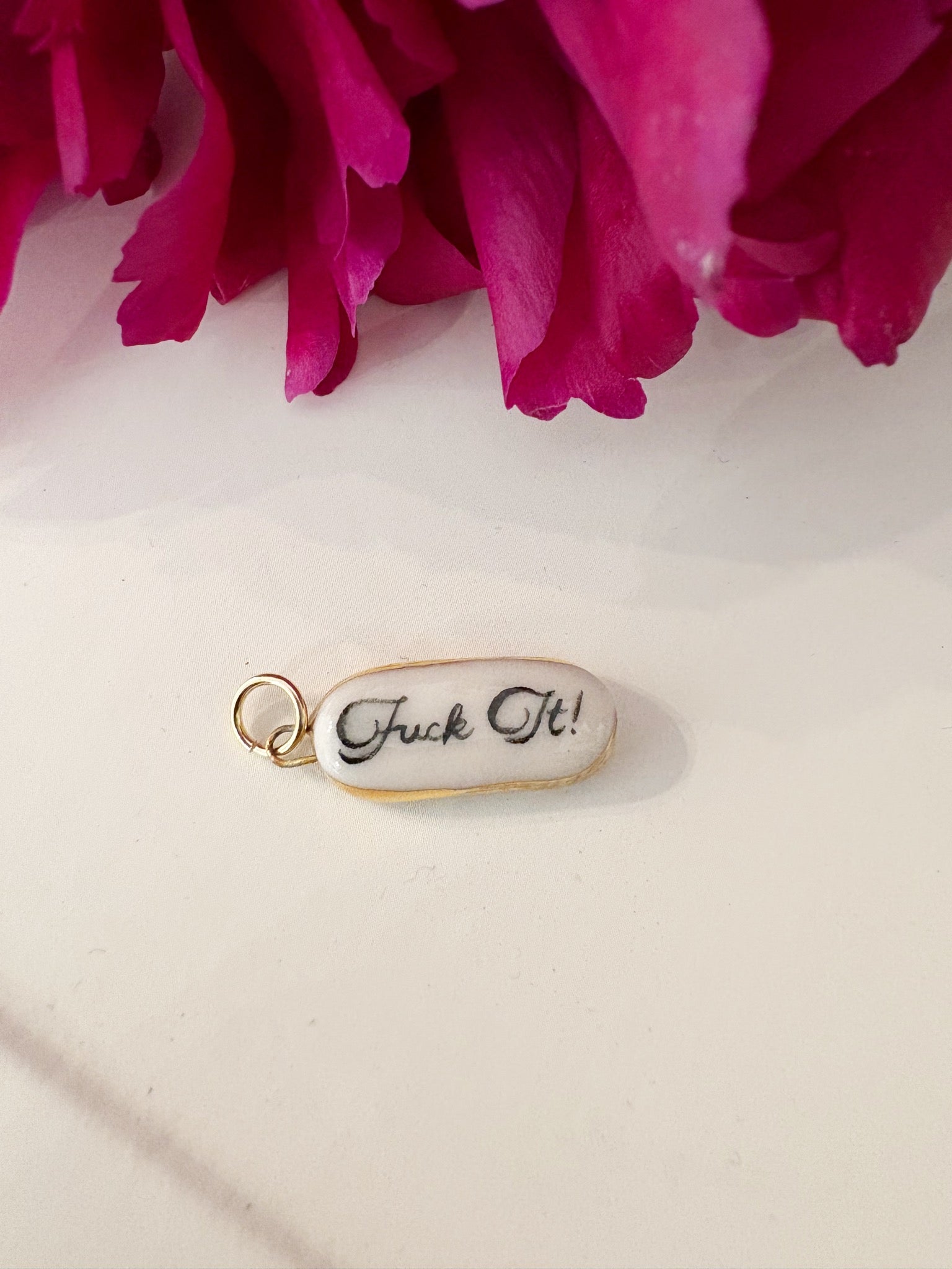 Fuck It Porcelain Charm {Gold}
