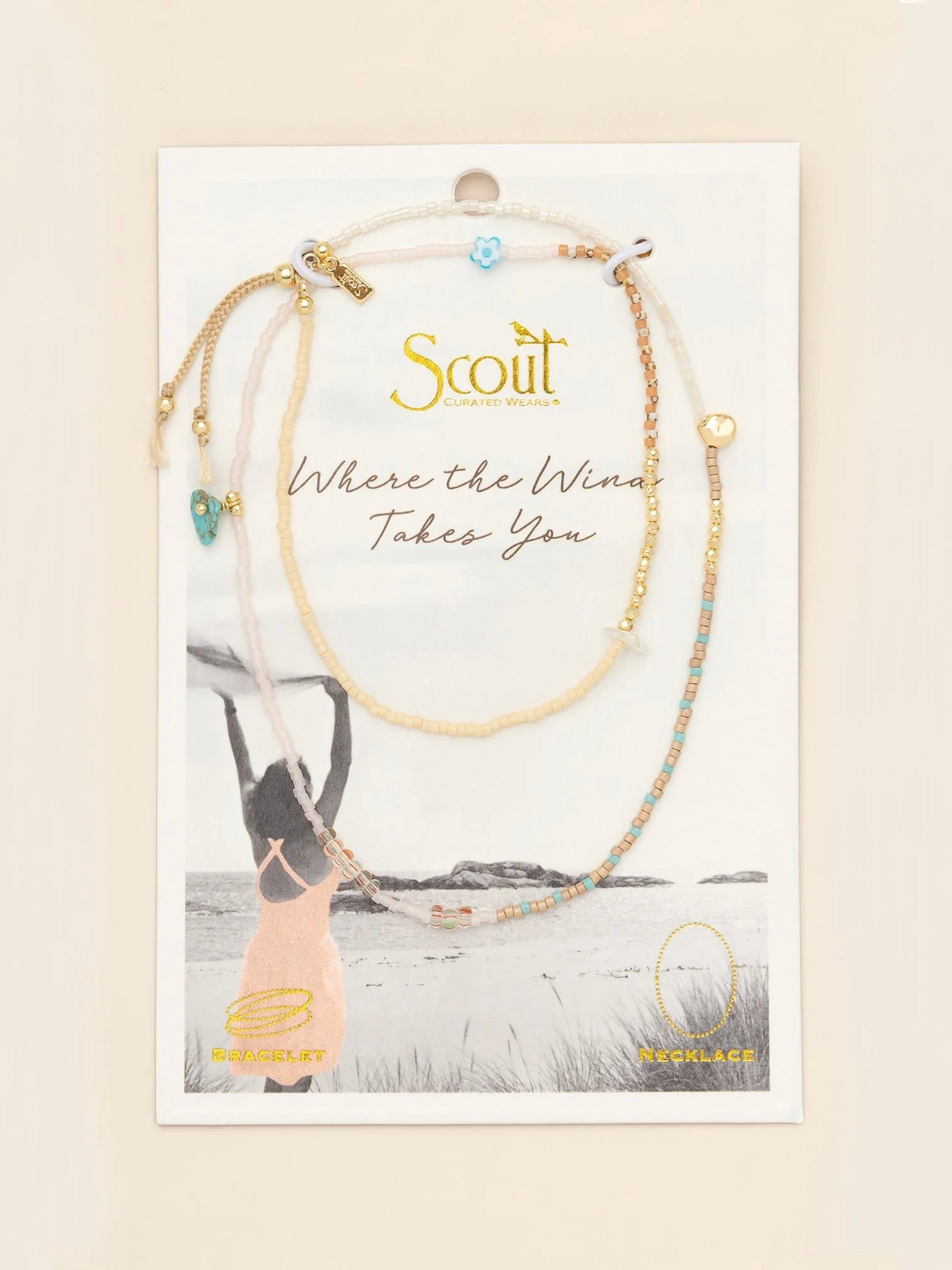 Mixed Media Wrap Bracelet/Necklace {Tranquility/Turquoise/Gold}