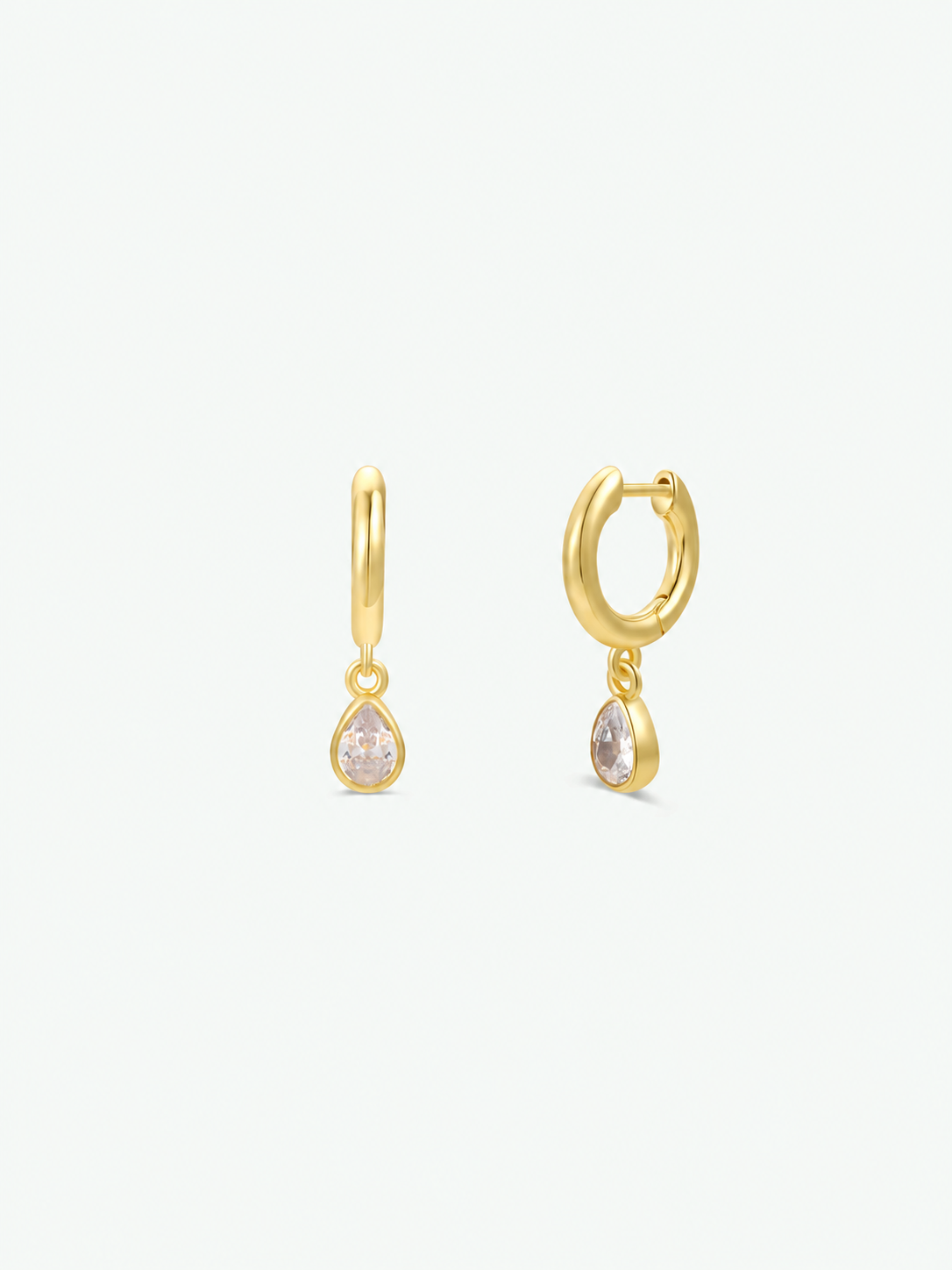 Teardrop Charm Hoop Earrings {Gold/White}