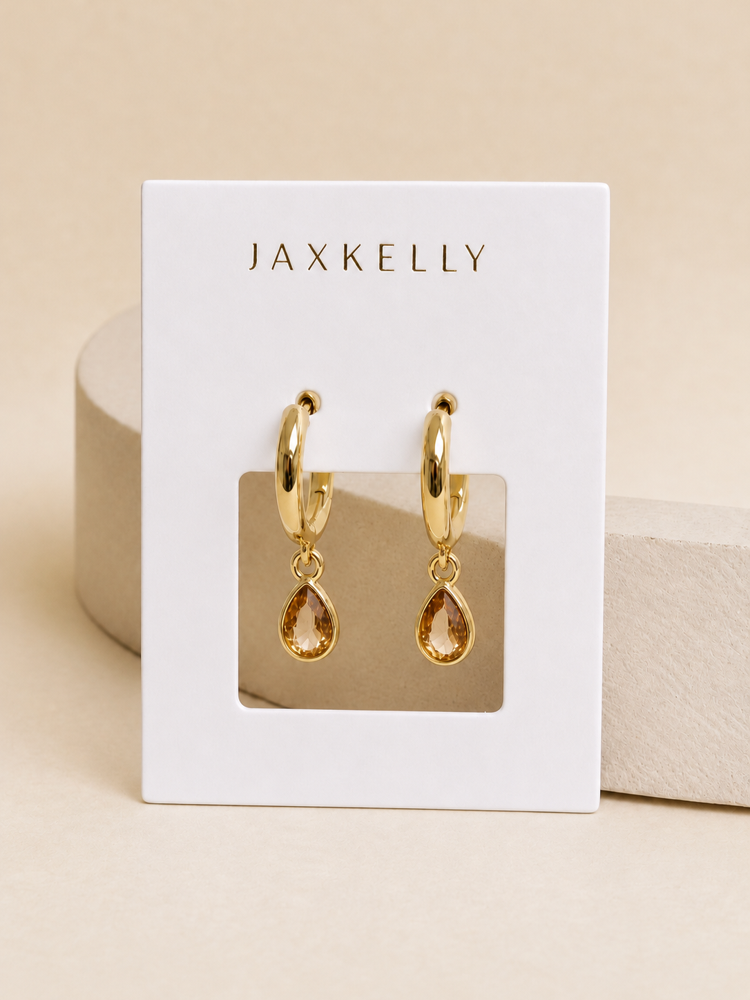Teardrop Charm Hoop Earrings {Gold/Champagne}