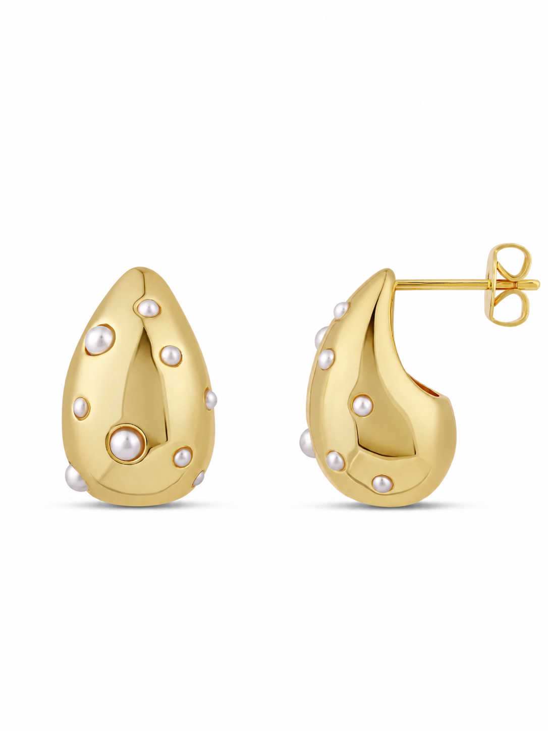 Pearly Teardrop Earrings {Gold}