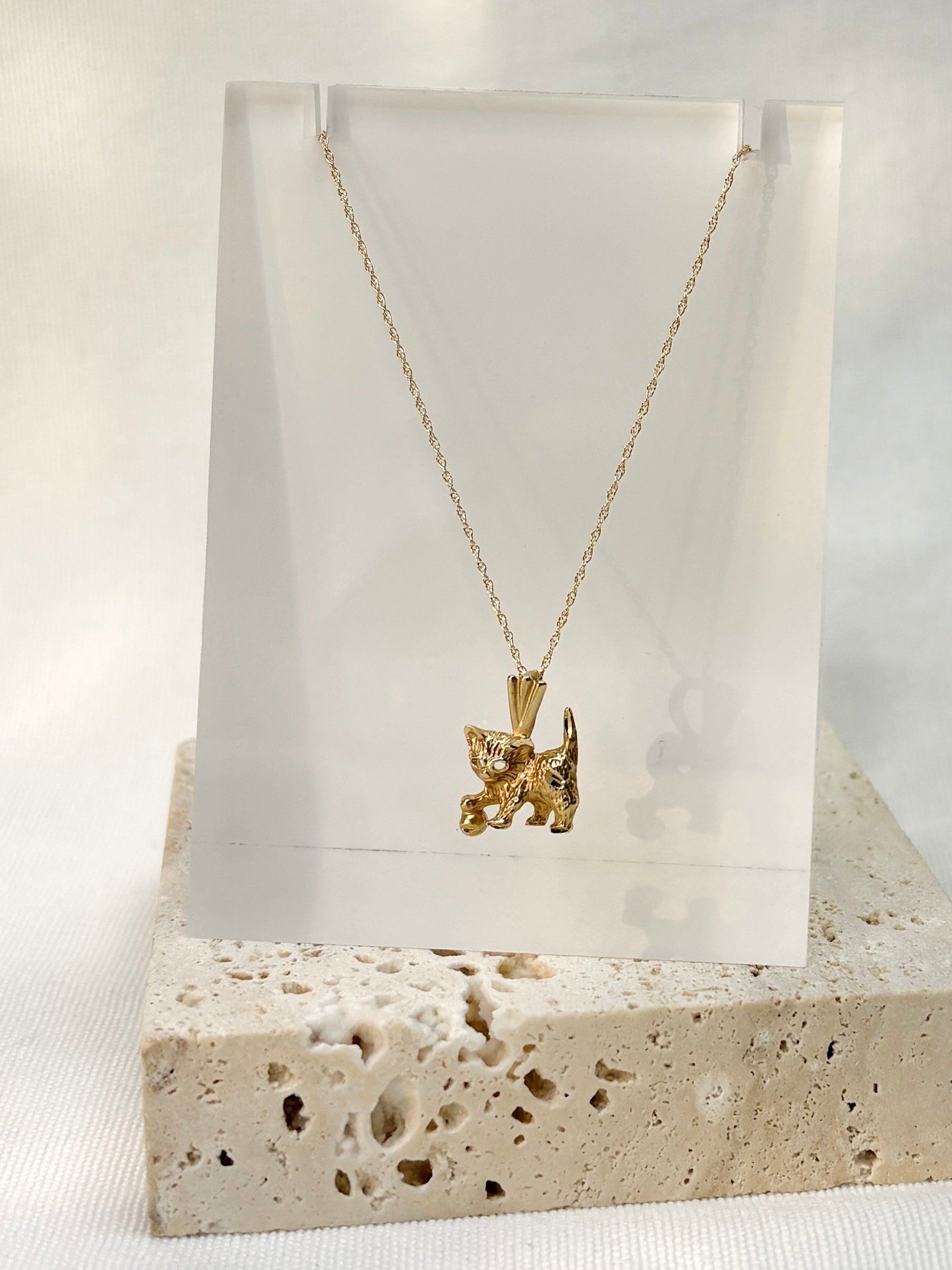 Kitten Pendant Necklace {14kt/Estate}