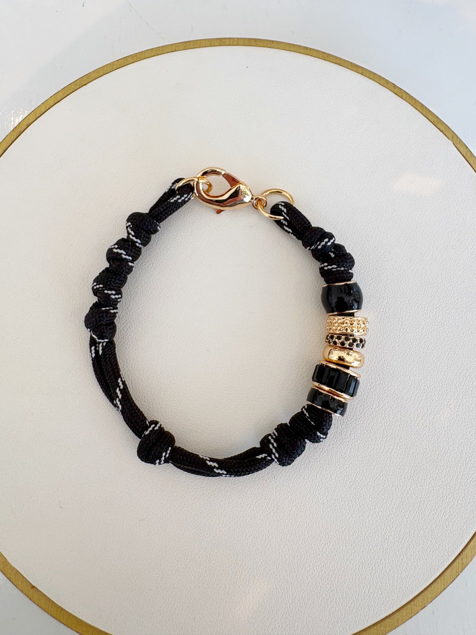Lottie Multi Bead Paracord Bracelet {Black}