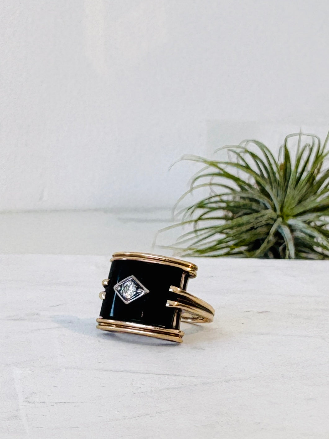 Art Deco Black Onyx Ring {10kt/Estate}