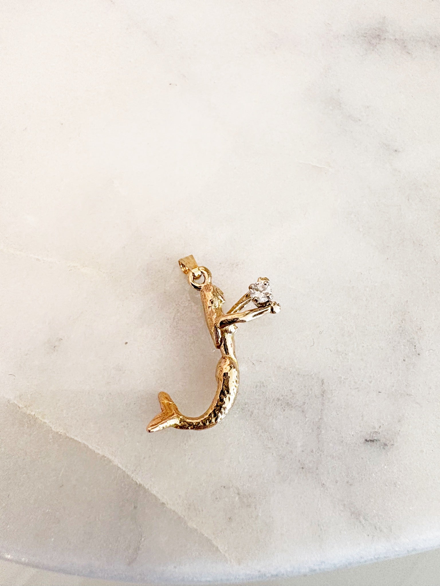 Mermaid & Diamond Pendant {Estate/14kt}