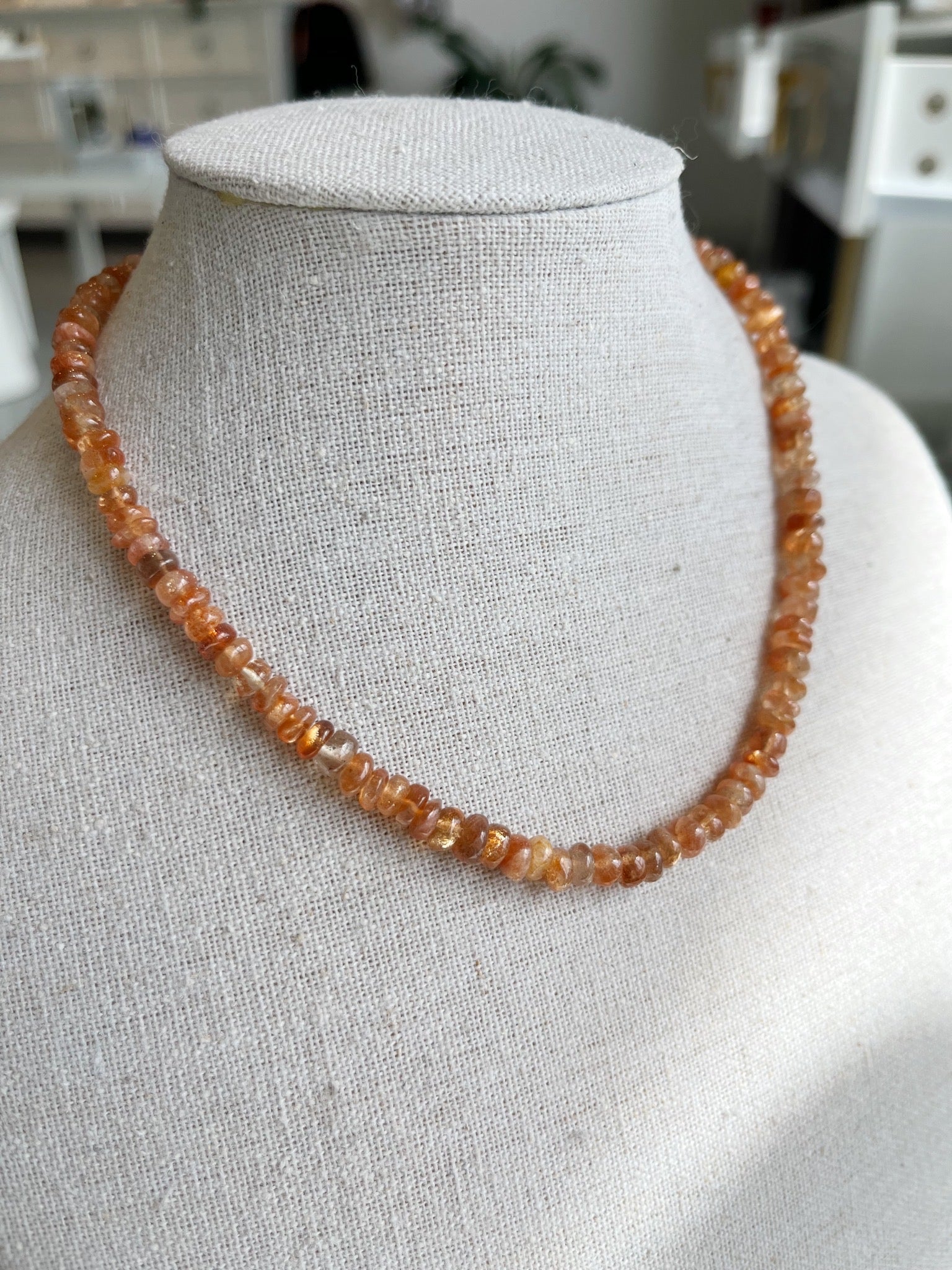 Gemma Sunstone Beaded Necklace {Gold}