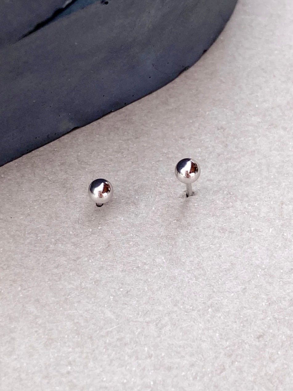 3mm Sphere Post Earrings {Silver}