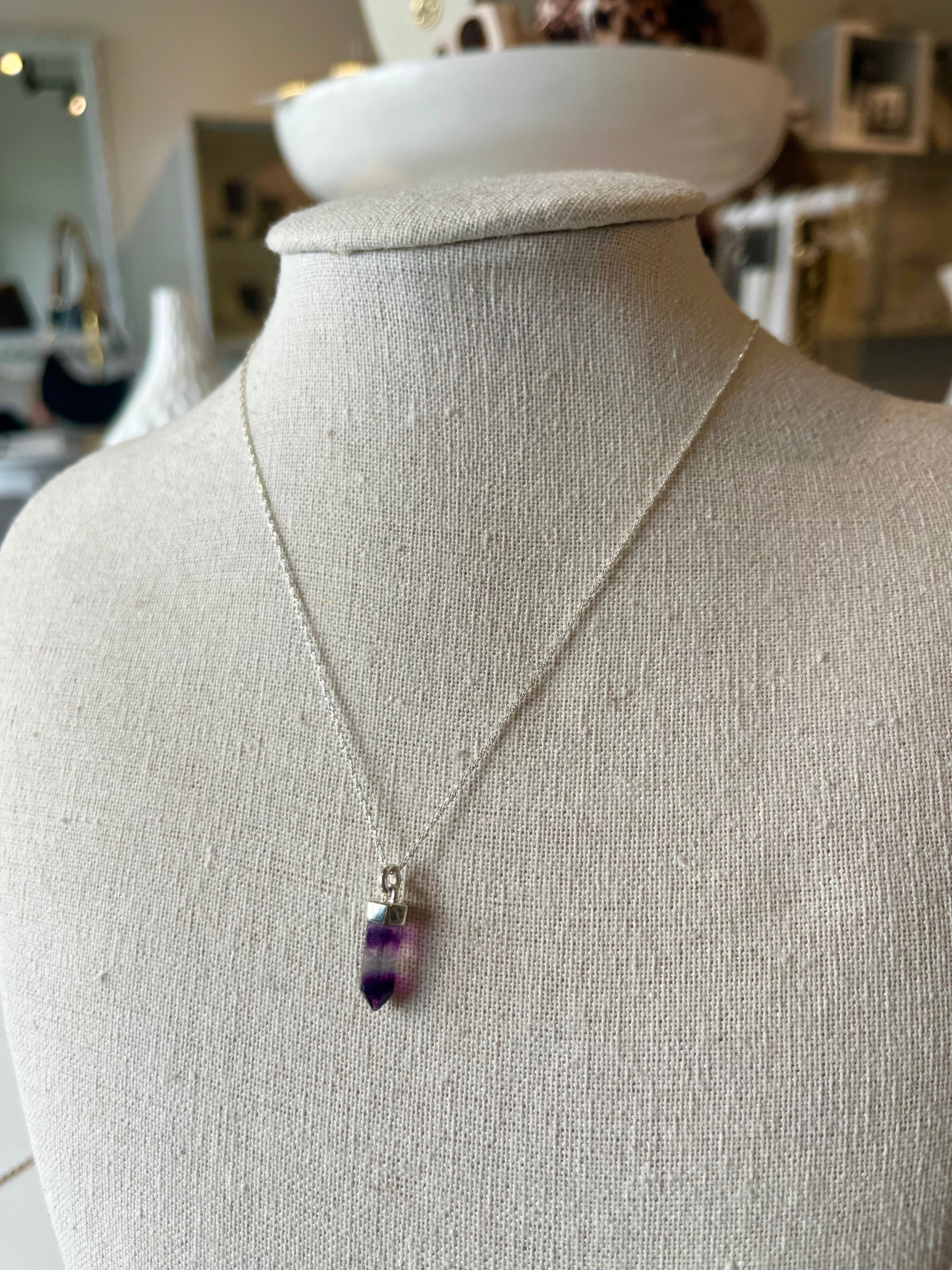 Fluorite Point Necklace {Silver}