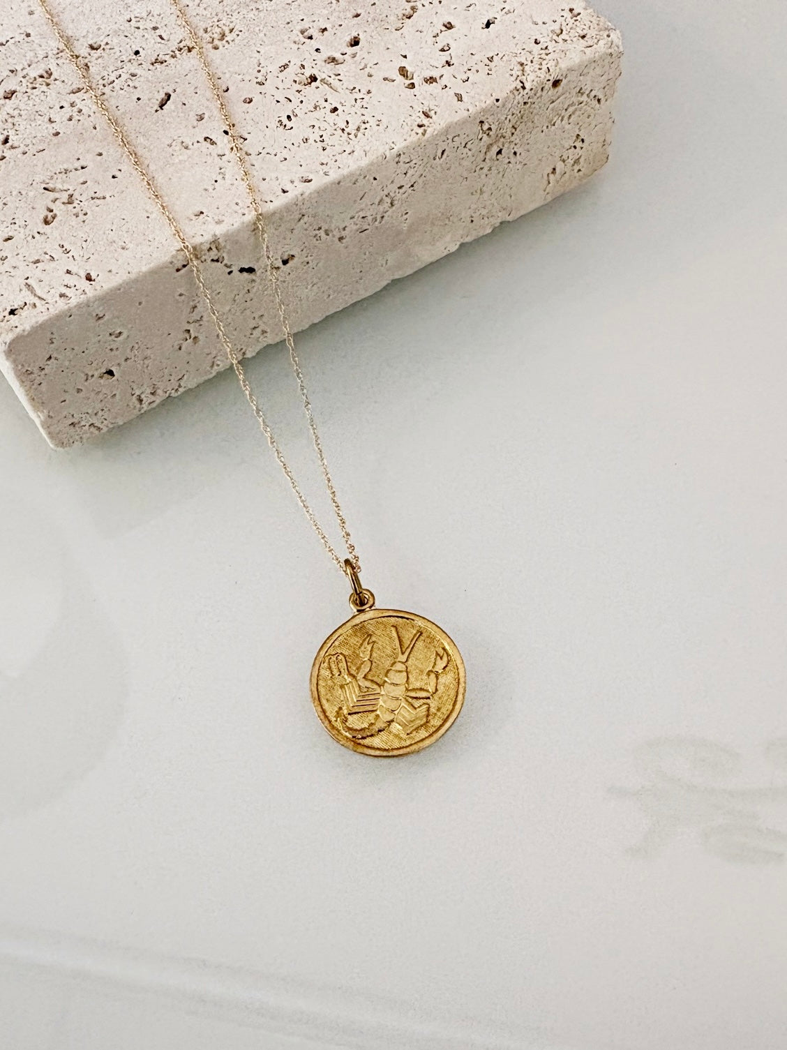 Scorpio Medallion Necklace {Estate/14k}