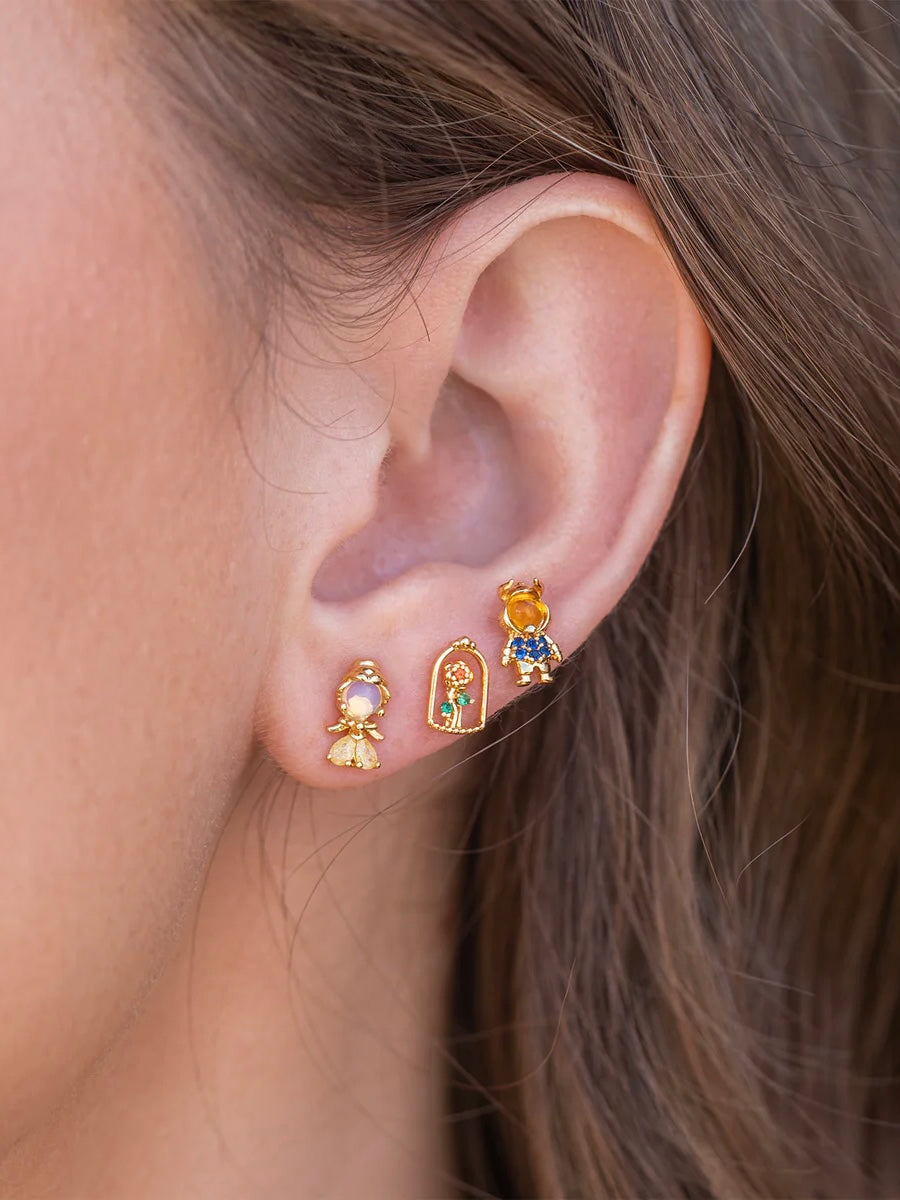 Disney Princes Beauty and the Beast Earring Set {Gold}