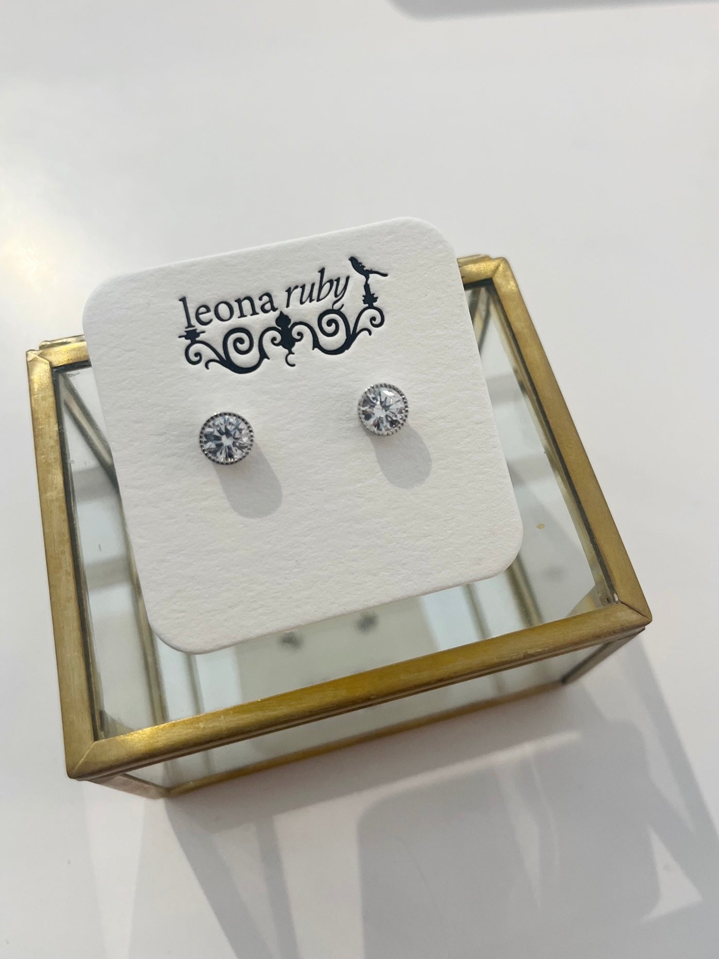 6mm Rhinestone Bezel Post Earrings {Silver}