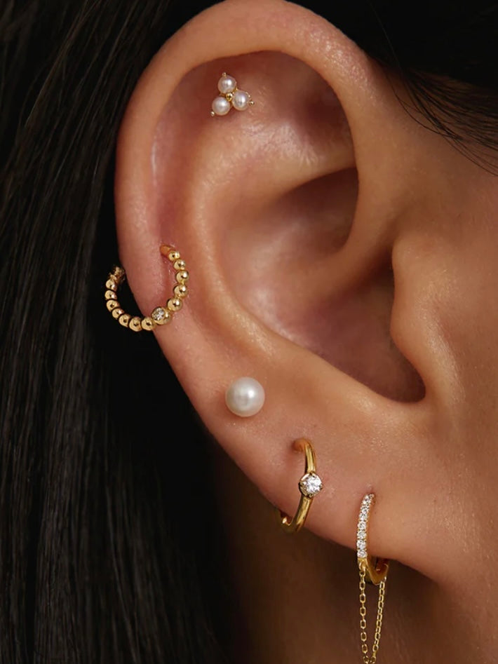 Single Lustre Pearl Earring with Flatback {14kt}