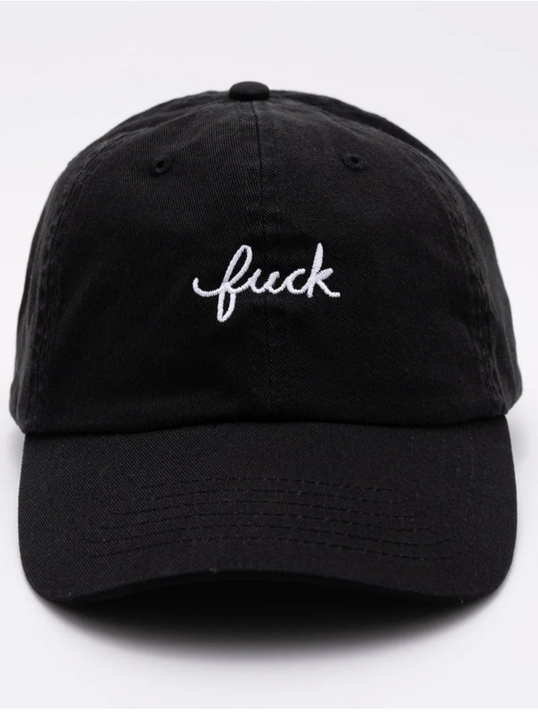 Fuck Script Baseball Hat {Black}