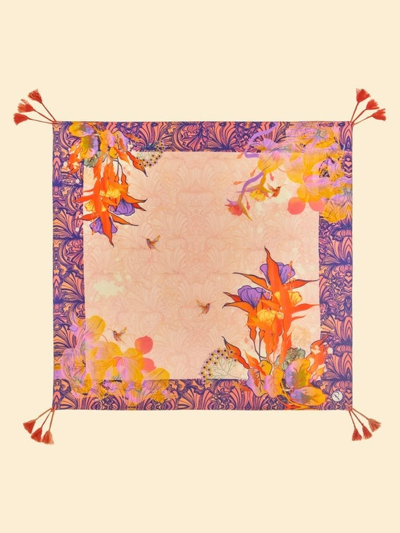 Tasseled Silk Scarf {Hummingbird}