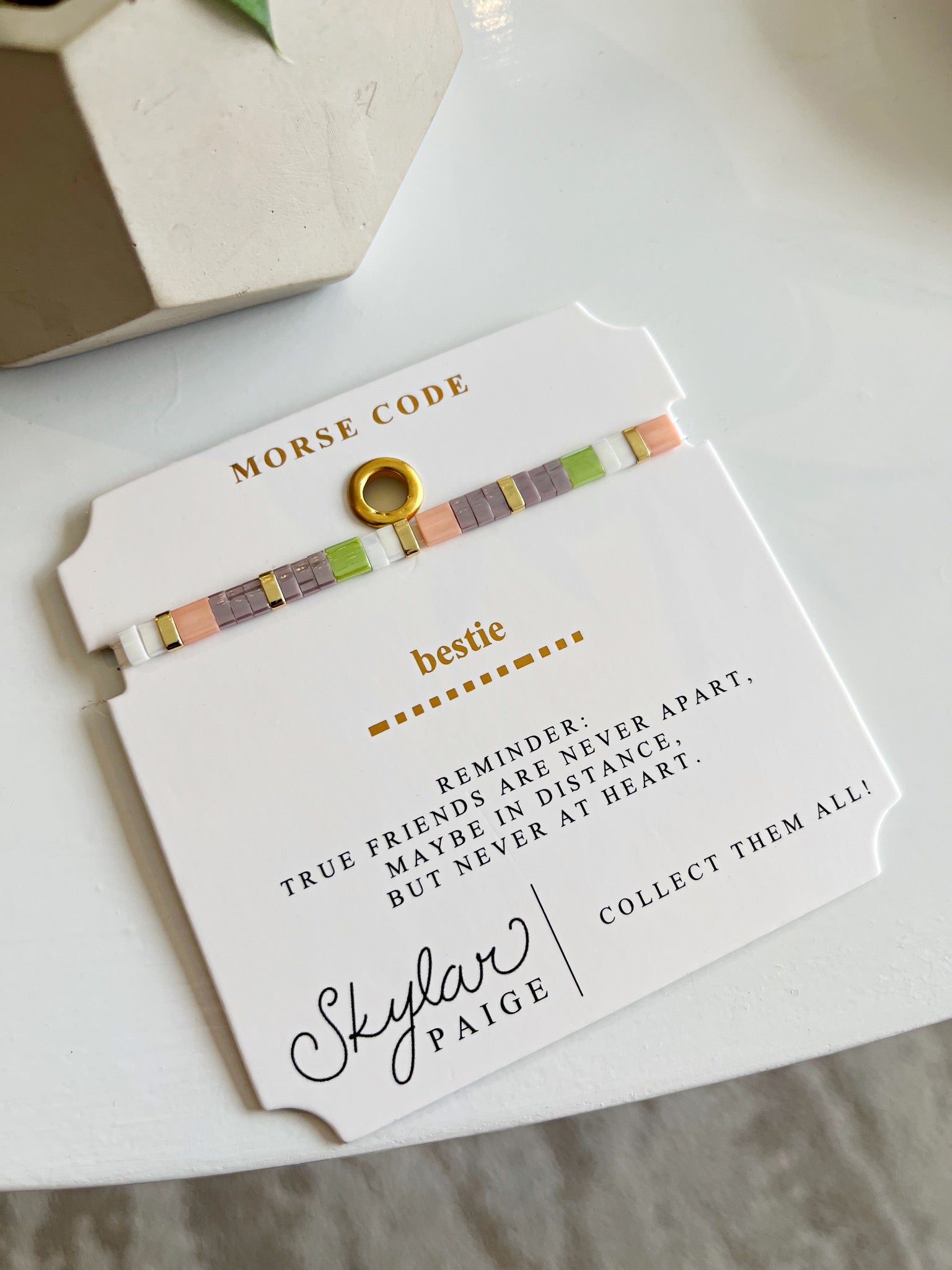 BESTIE Morse Code Bracelet {Grape/Green}
