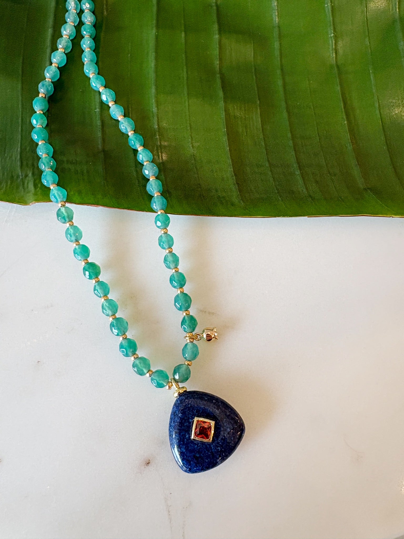 Boho Luxe Beaded Necklace {Gold/Lapis}