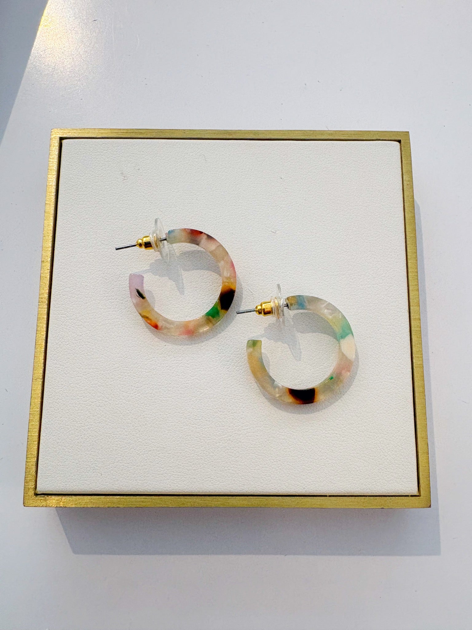 1" Acrylic Post Hoop Earring {Multi}
