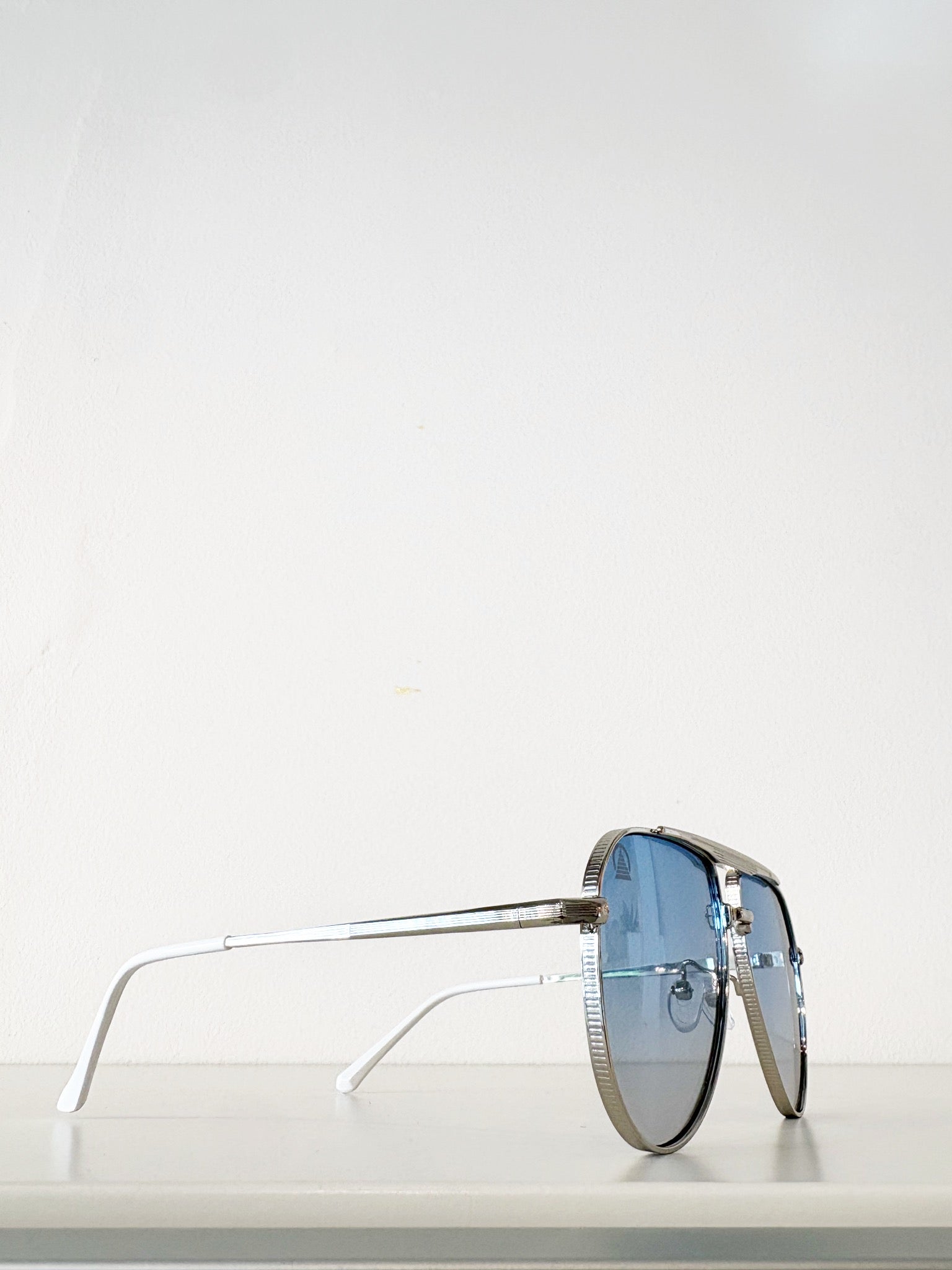 Sebastian Cho Coin Edge Aviators {Silver/Blue}