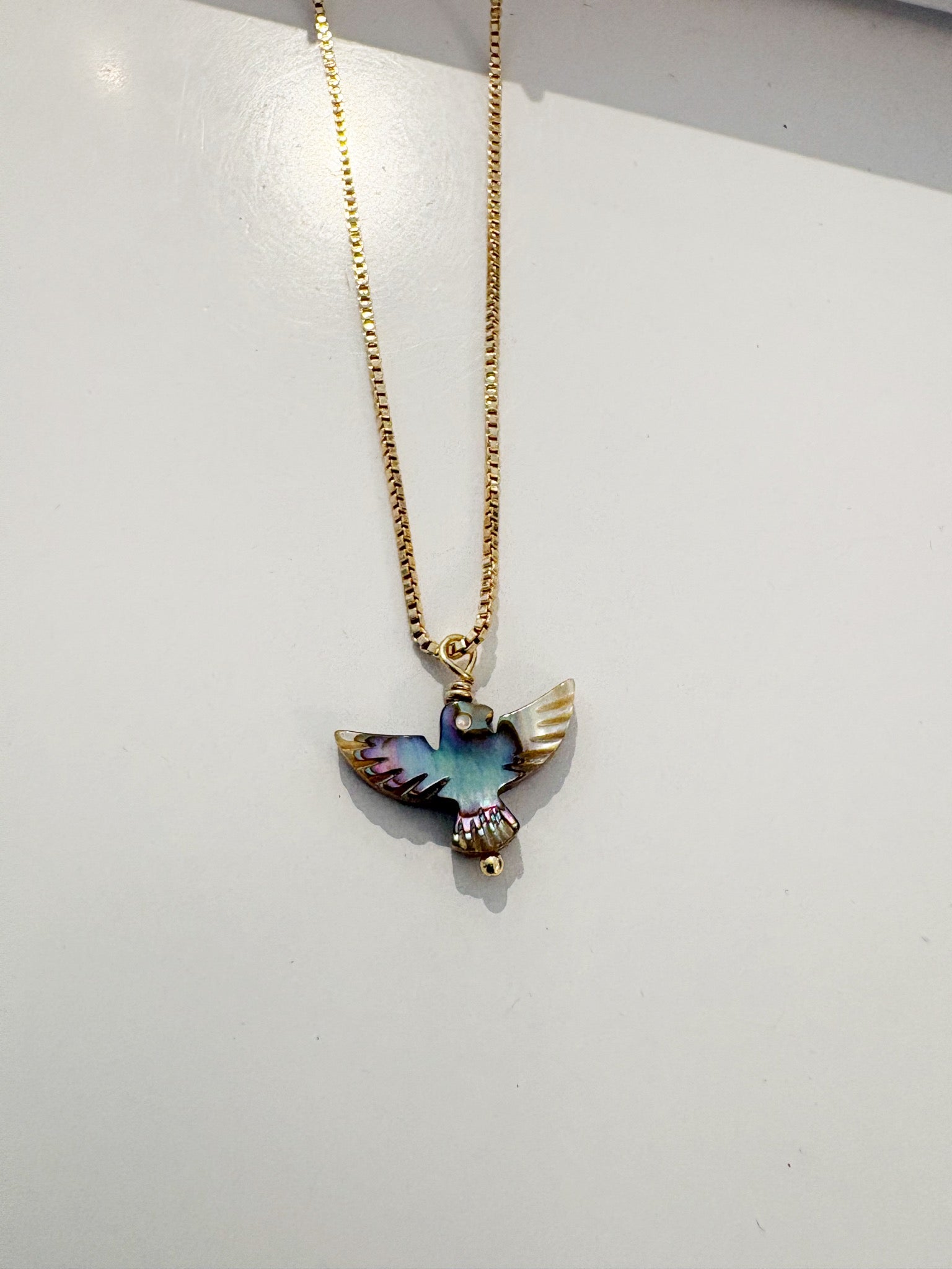 Thunderbird Pendant Necklace {Gold/Abalone}