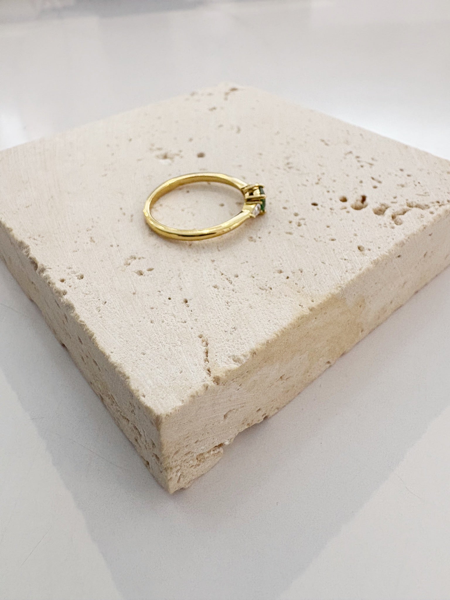 Cushion Cut Ring {Gold/Green}