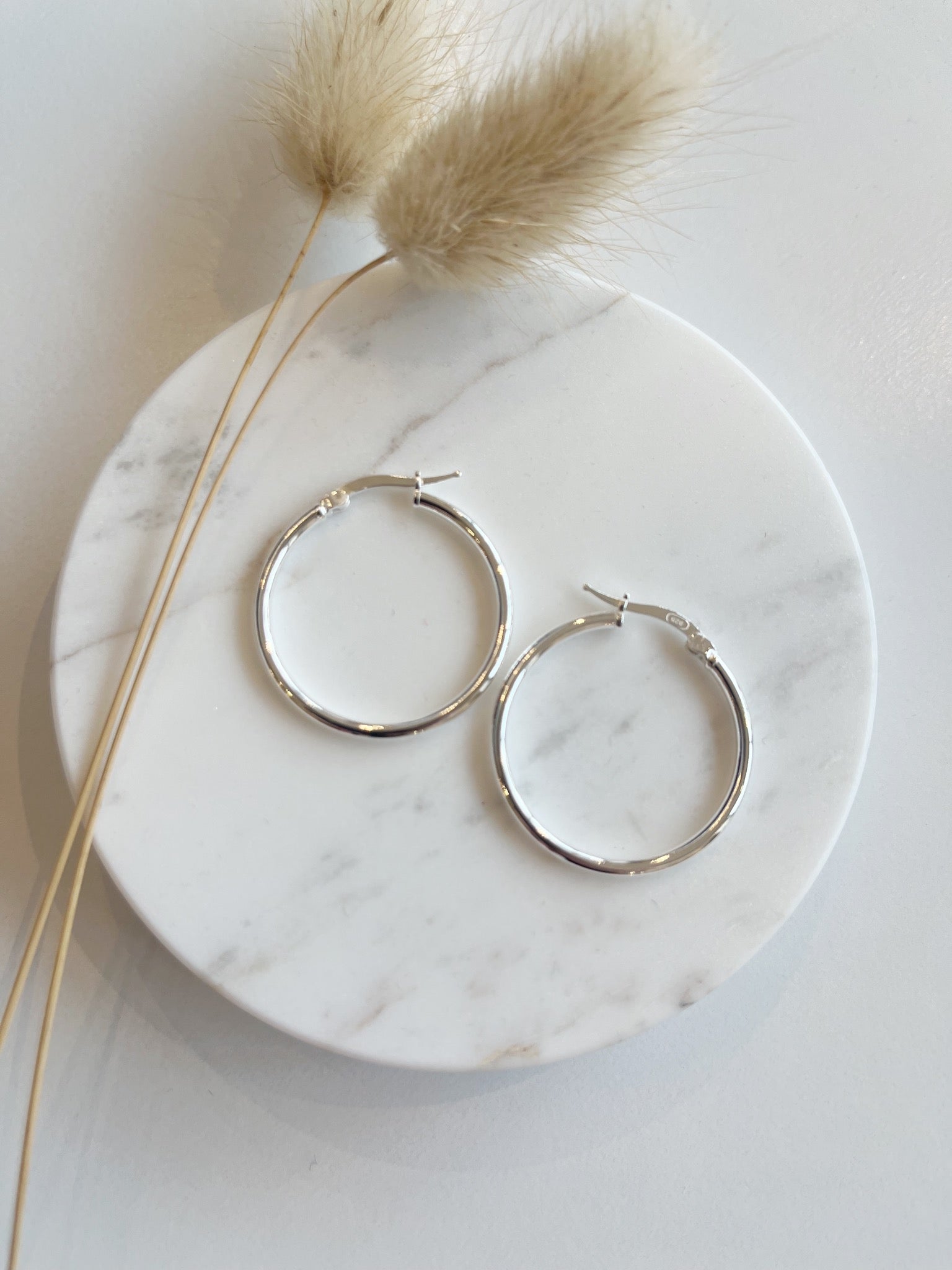 Hoop Earrings Click Back {30mm/Sterling}